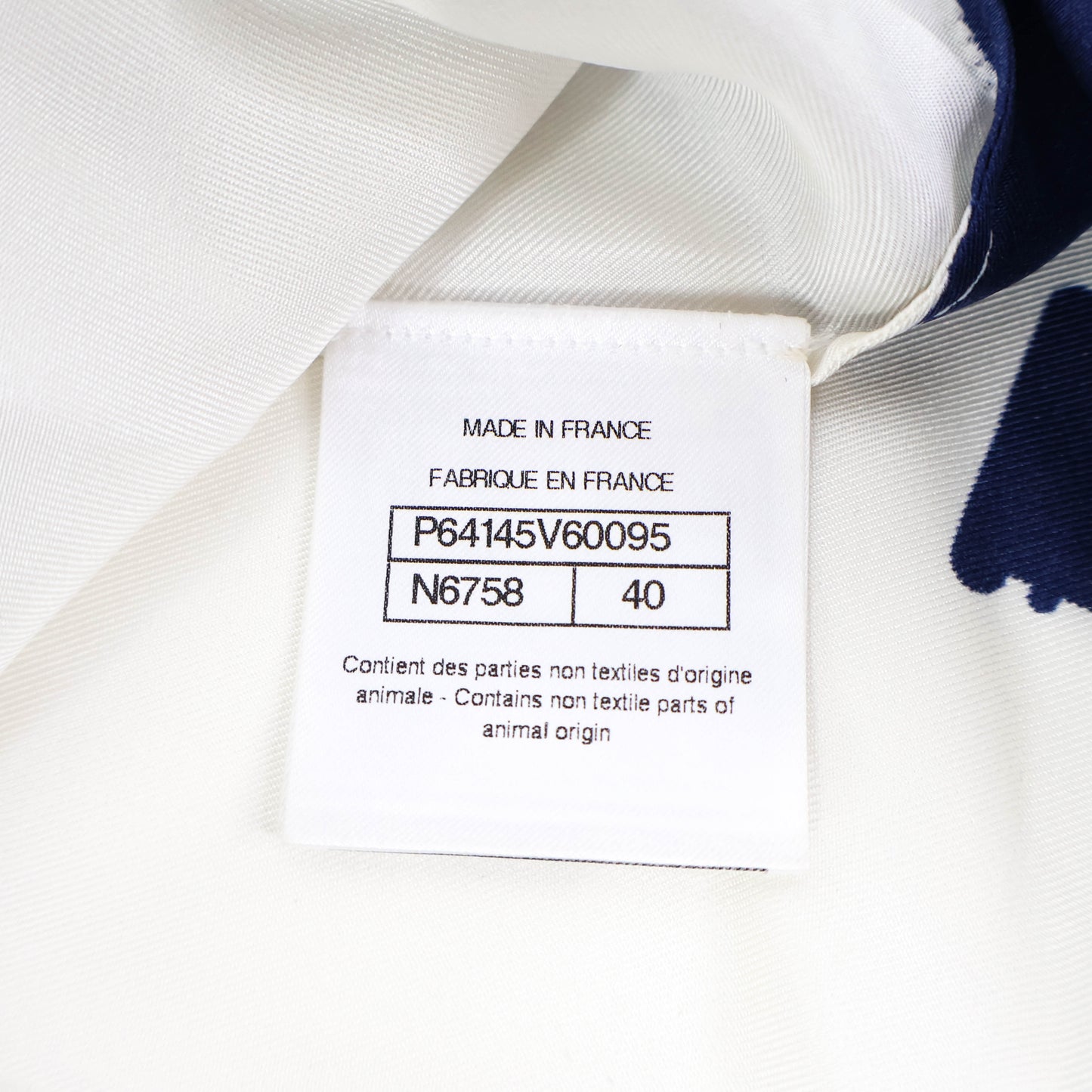 Chanel Cardigan Silk Navy Blue White