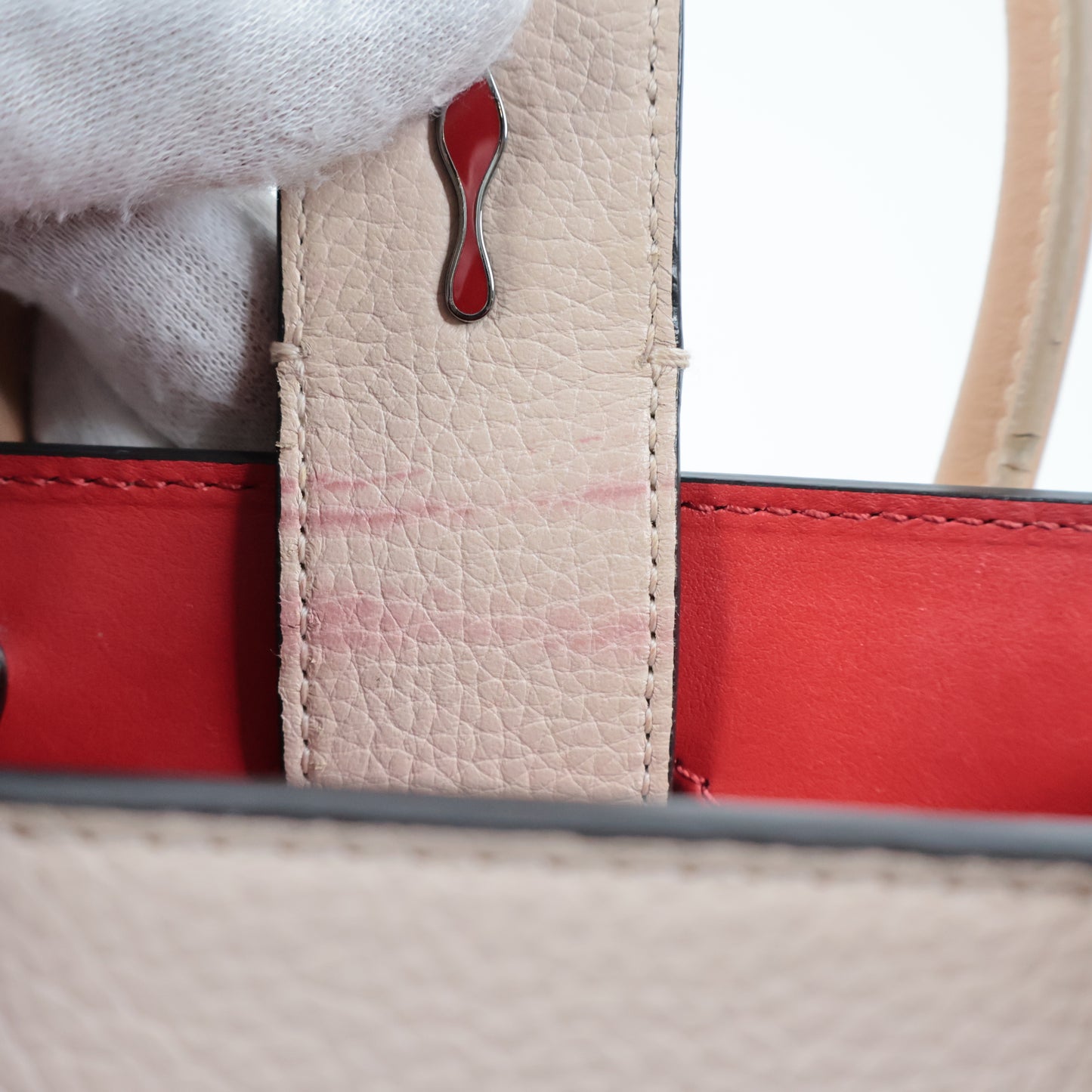 Christian Louboutin Handbag With Strap Beige Red