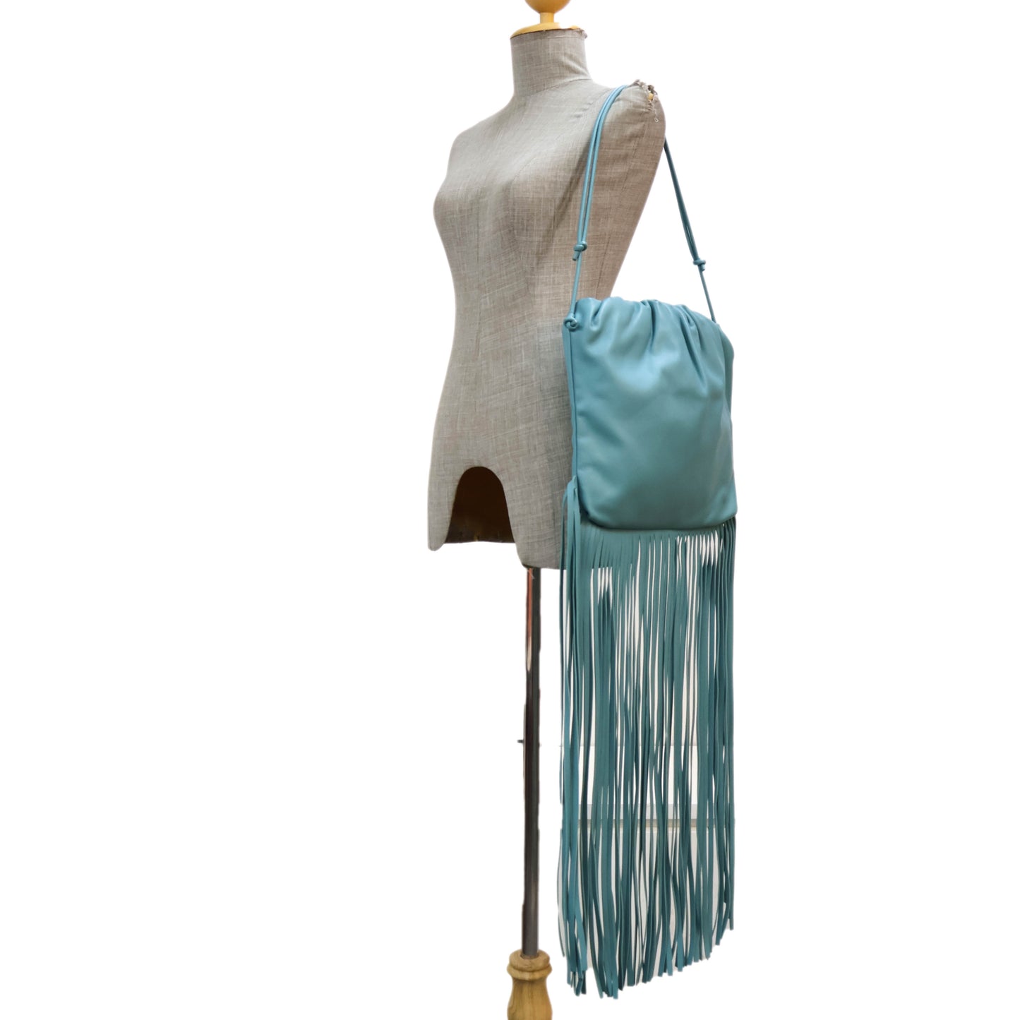 Bottega Veneta Fringe Pouch Linoleum Blue