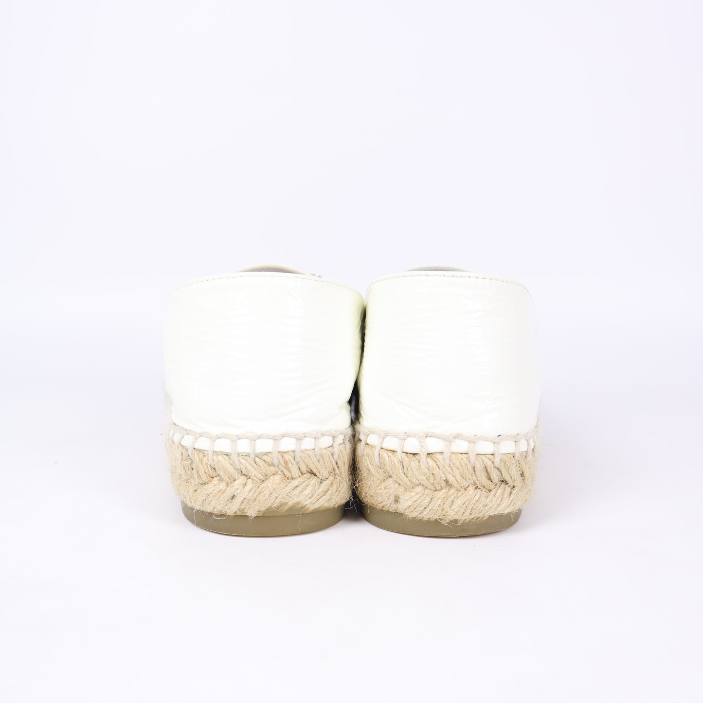 Chanel Espadrilles Patent White/Black Crystal 37