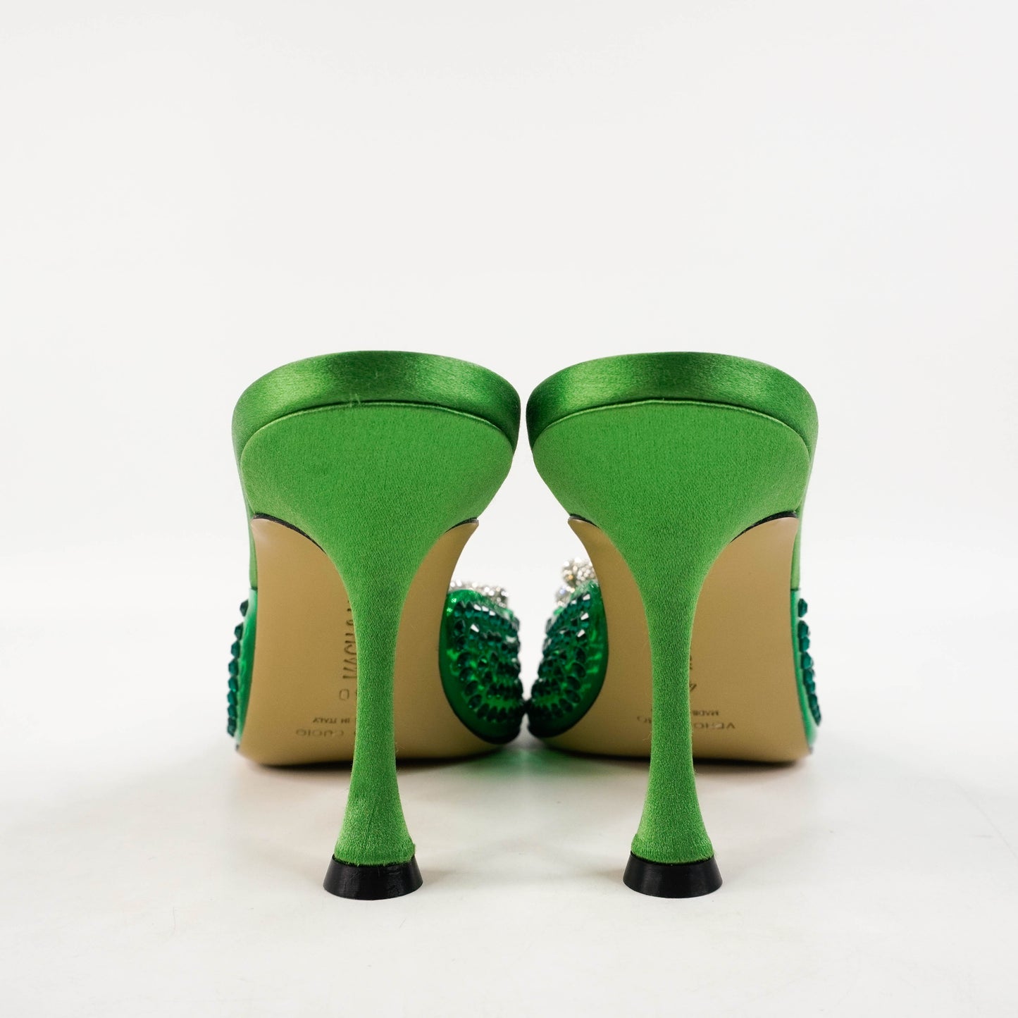 Mach & Mach Point Heels PVC Satin Crystal Flower Green 40