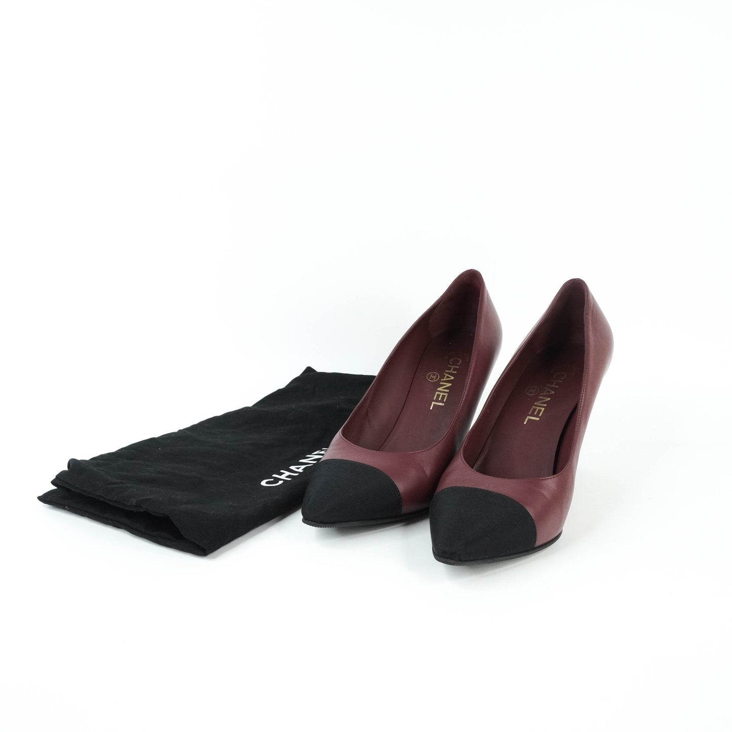 Chanel Pumps Burgundy Black 38C