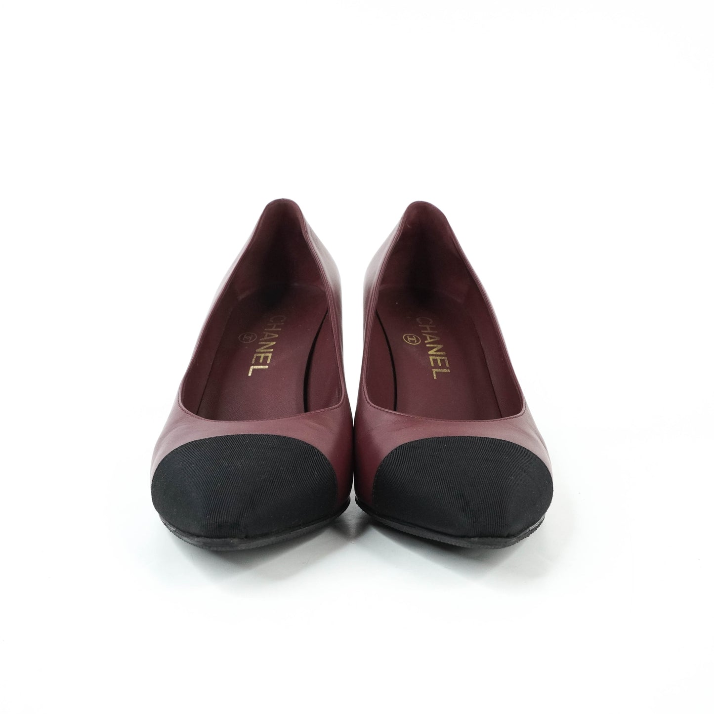 Chanel Pumps Burgundy Black 38C