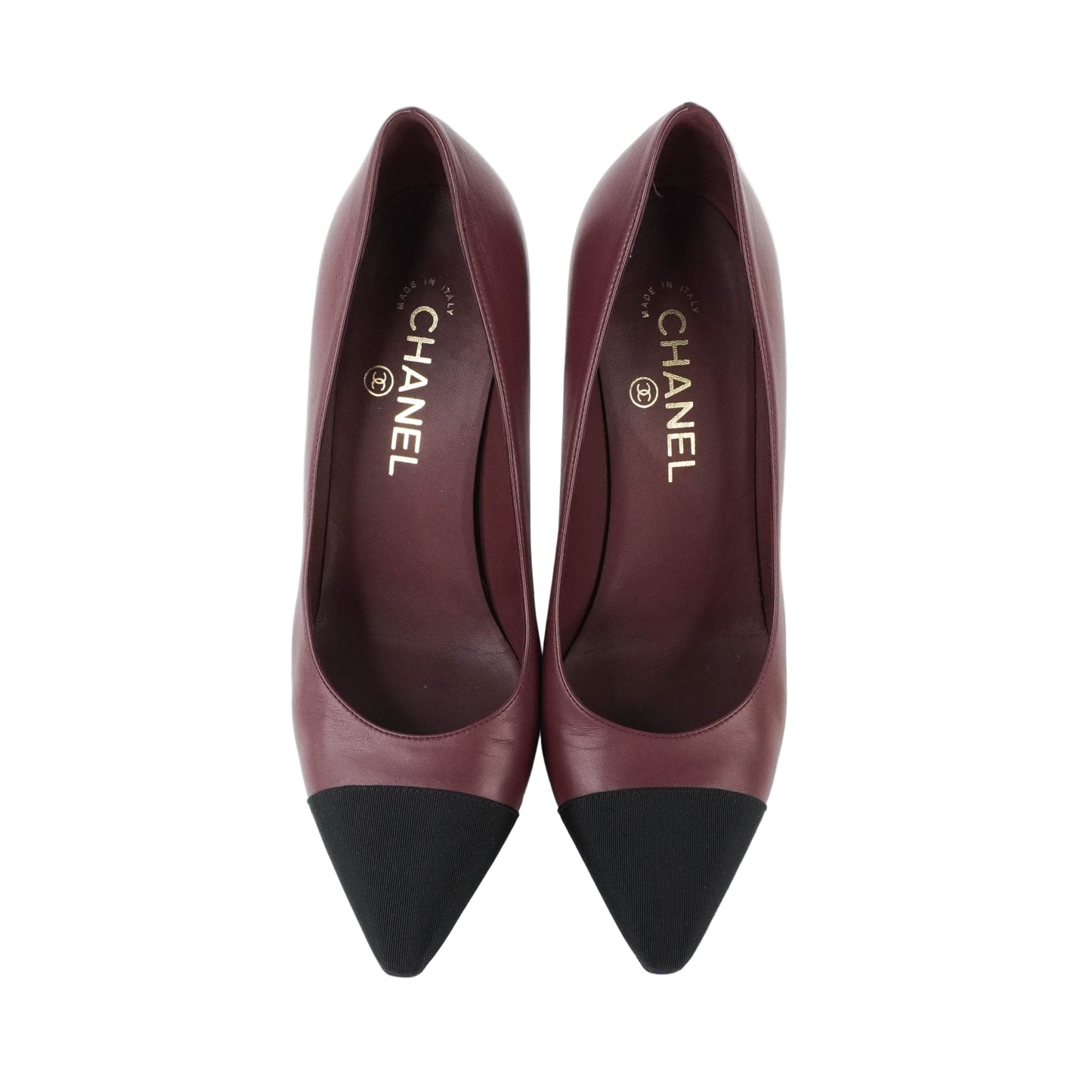 Chanel Pumps Burgundy Black 38C