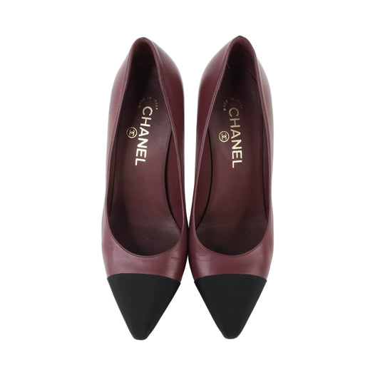 Chanel Pumps Burgundy Black 38C