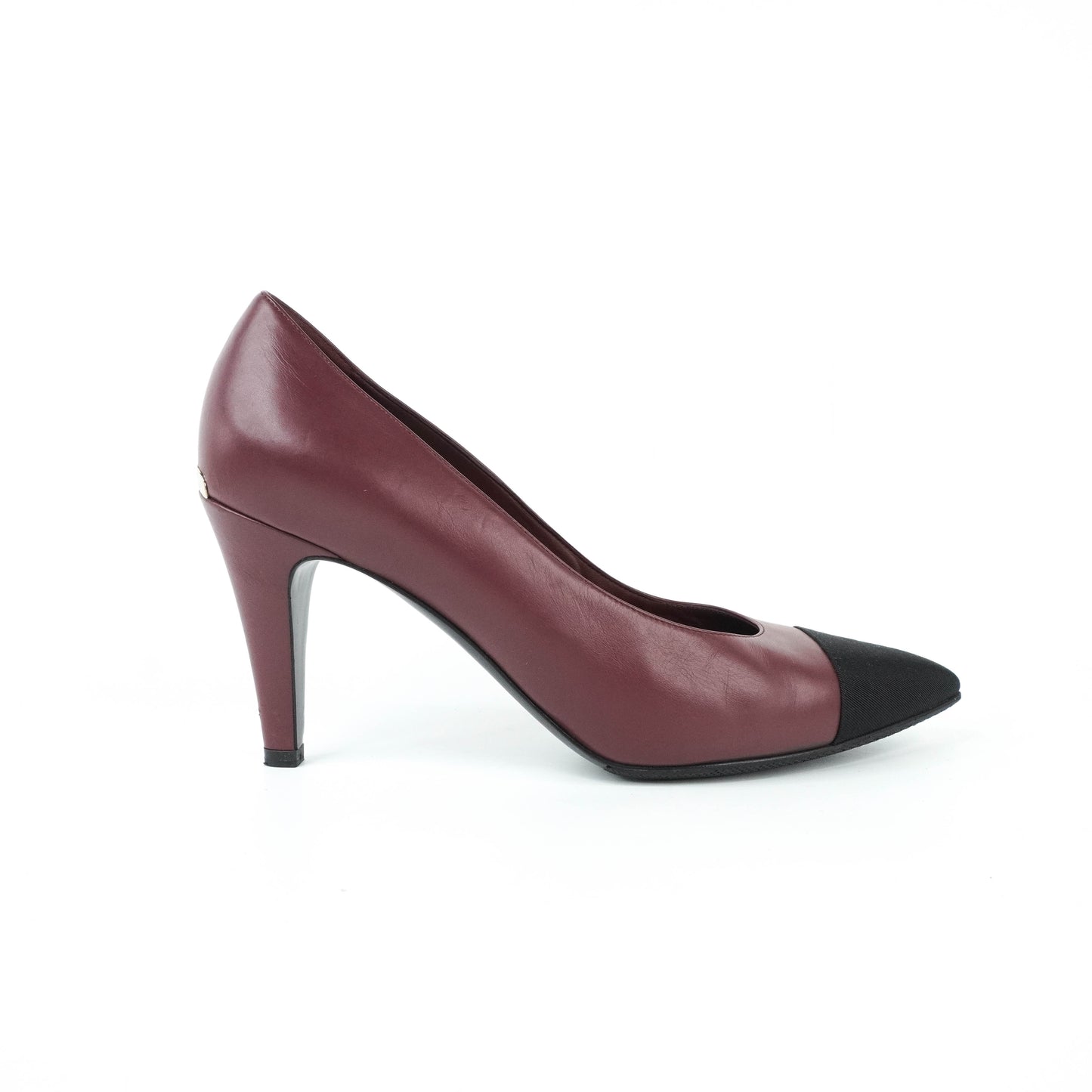 Chanel Pumps Burgundy Black 38C
