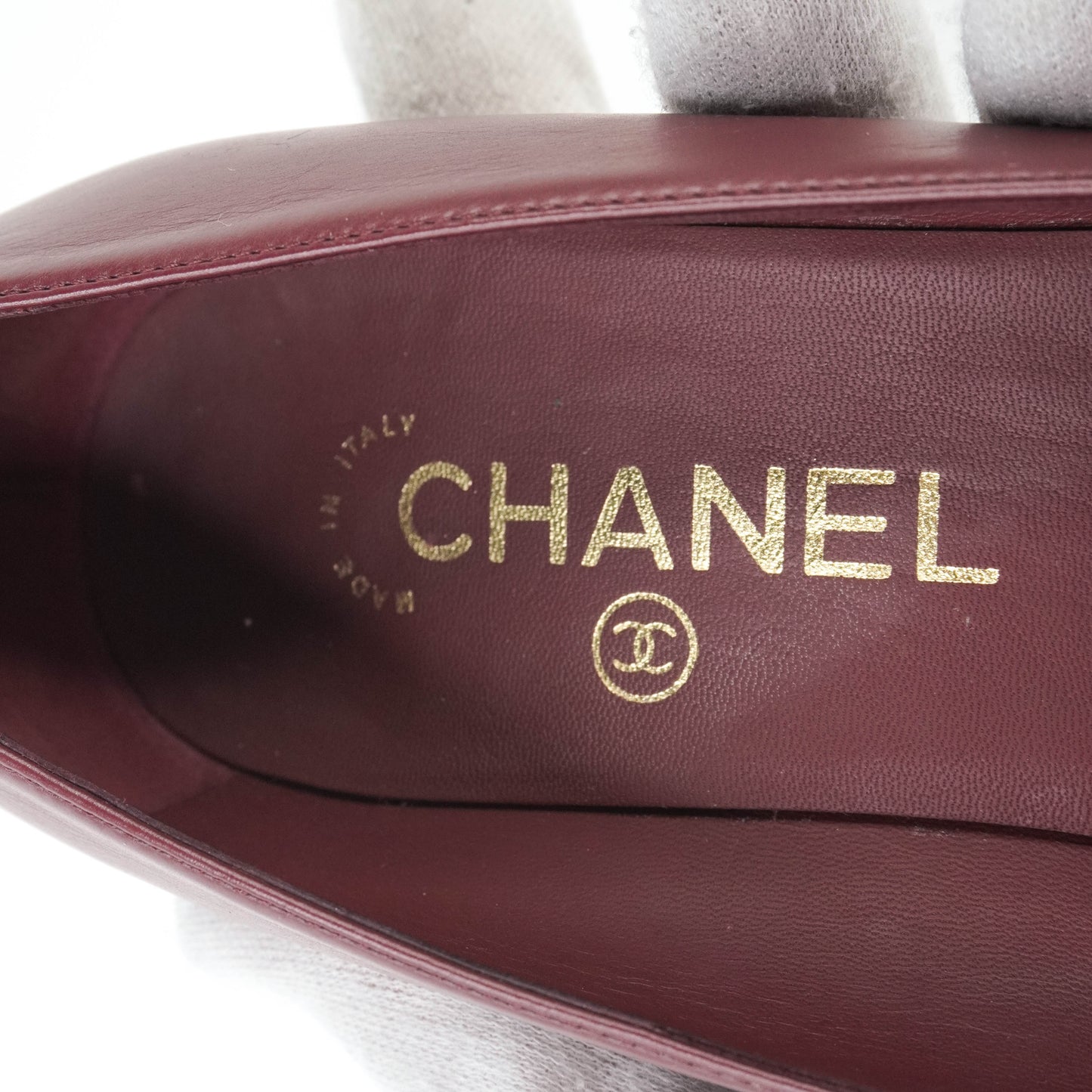 Chanel Pumps Burgundy Black 38C