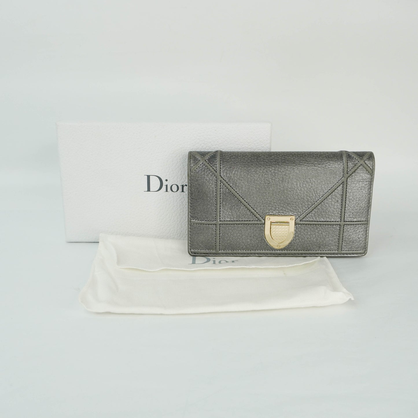 Christian Dior Long Wallet Grey
