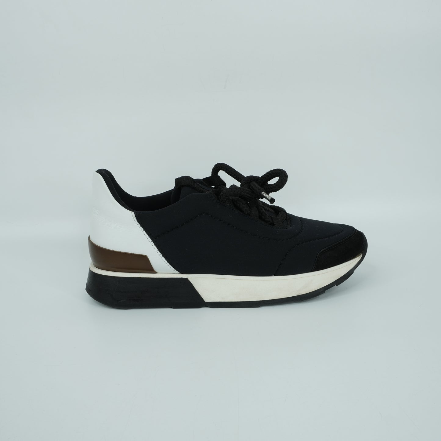 Hermes Sneakers Black White Brown 35.5