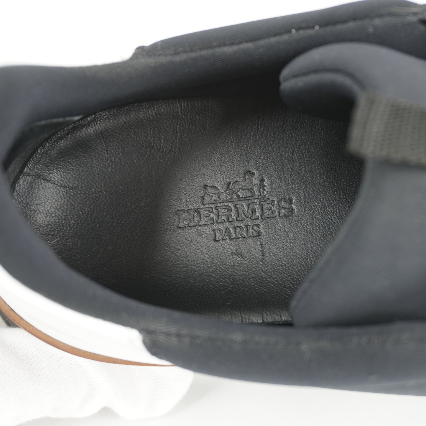 Hermes Sneakers Black White Brown 35.5