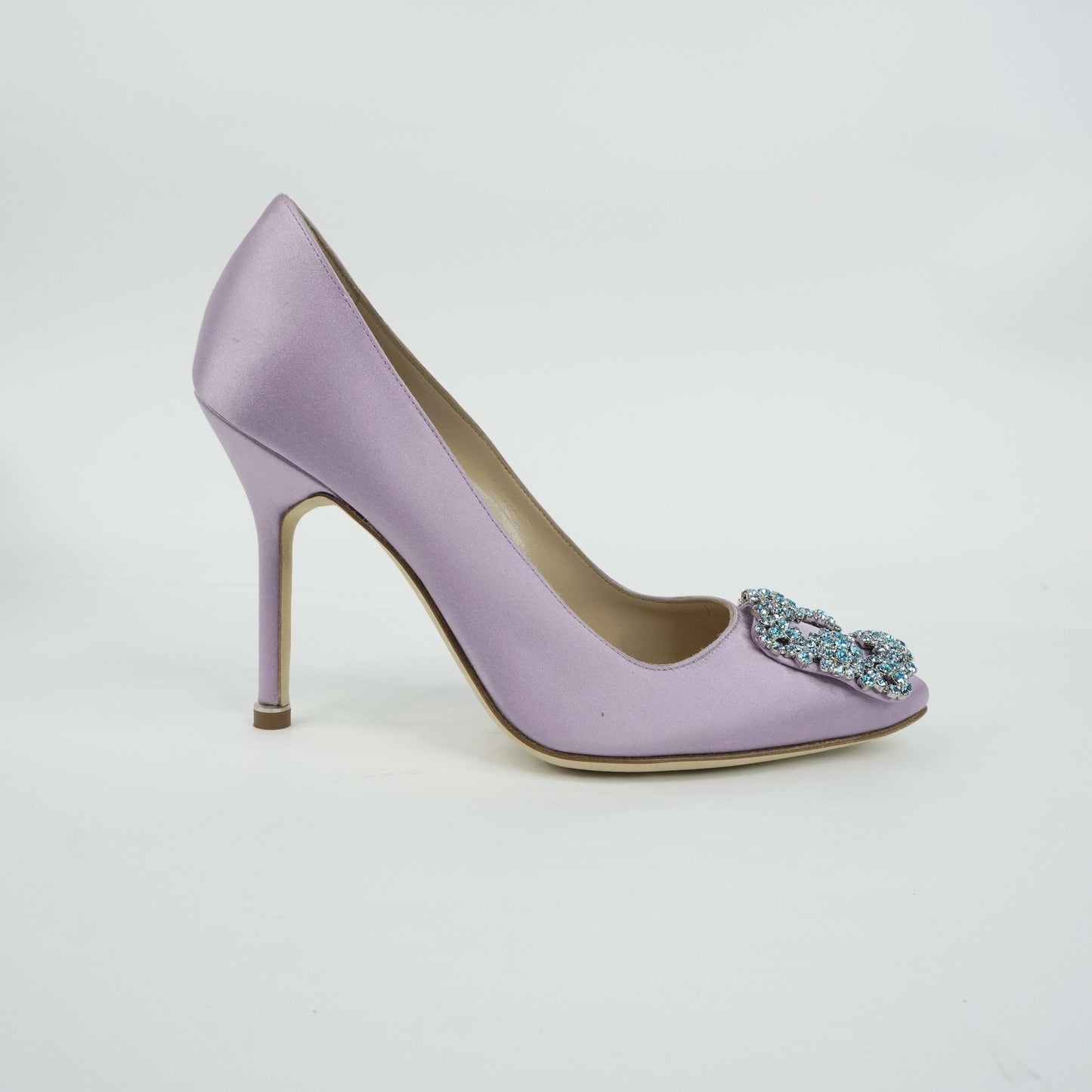 Manolo Blahnik Pumps Satin Lilac Crystal 36.5