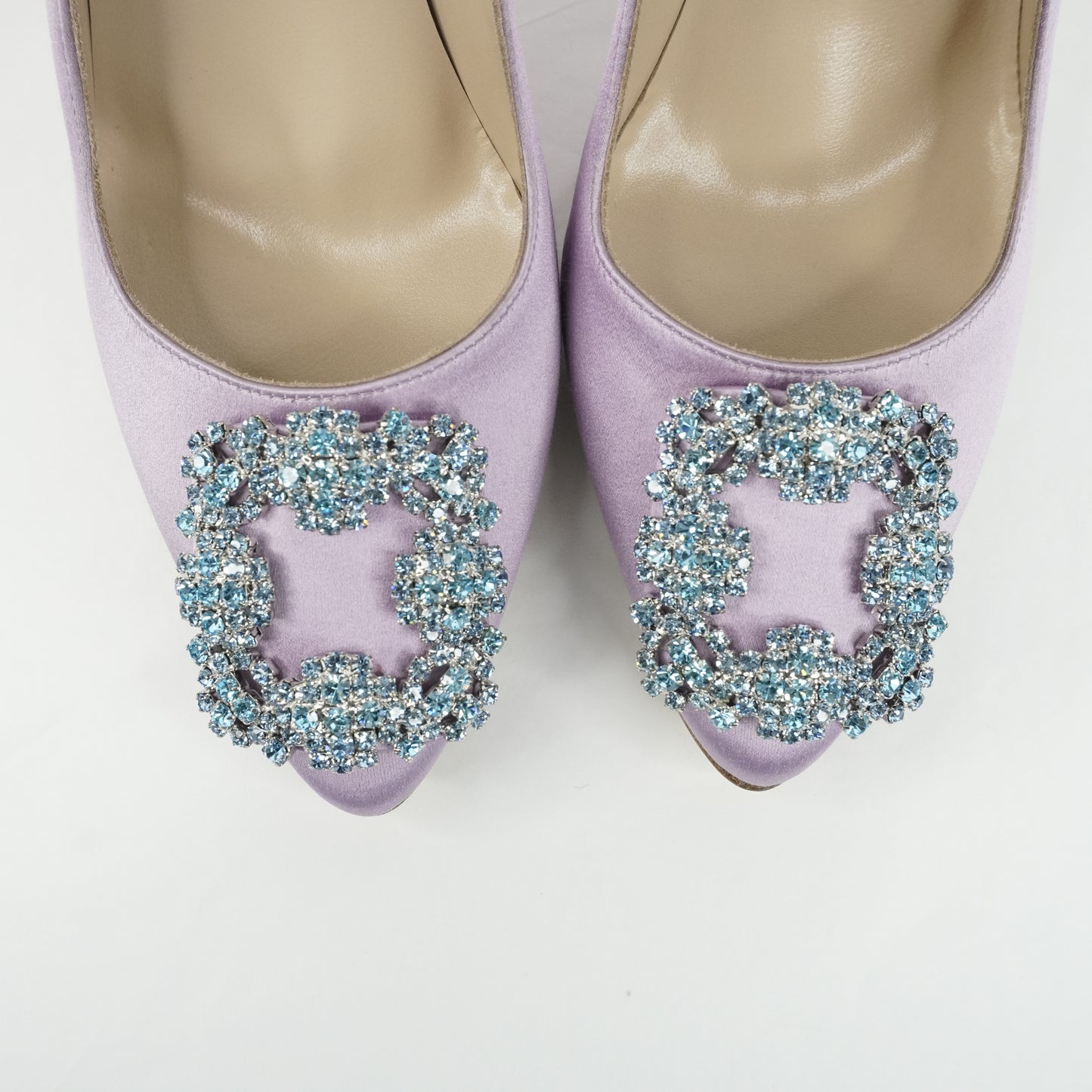 Manolo Blahnik Pumps Satin Lilac Crystal 36.5