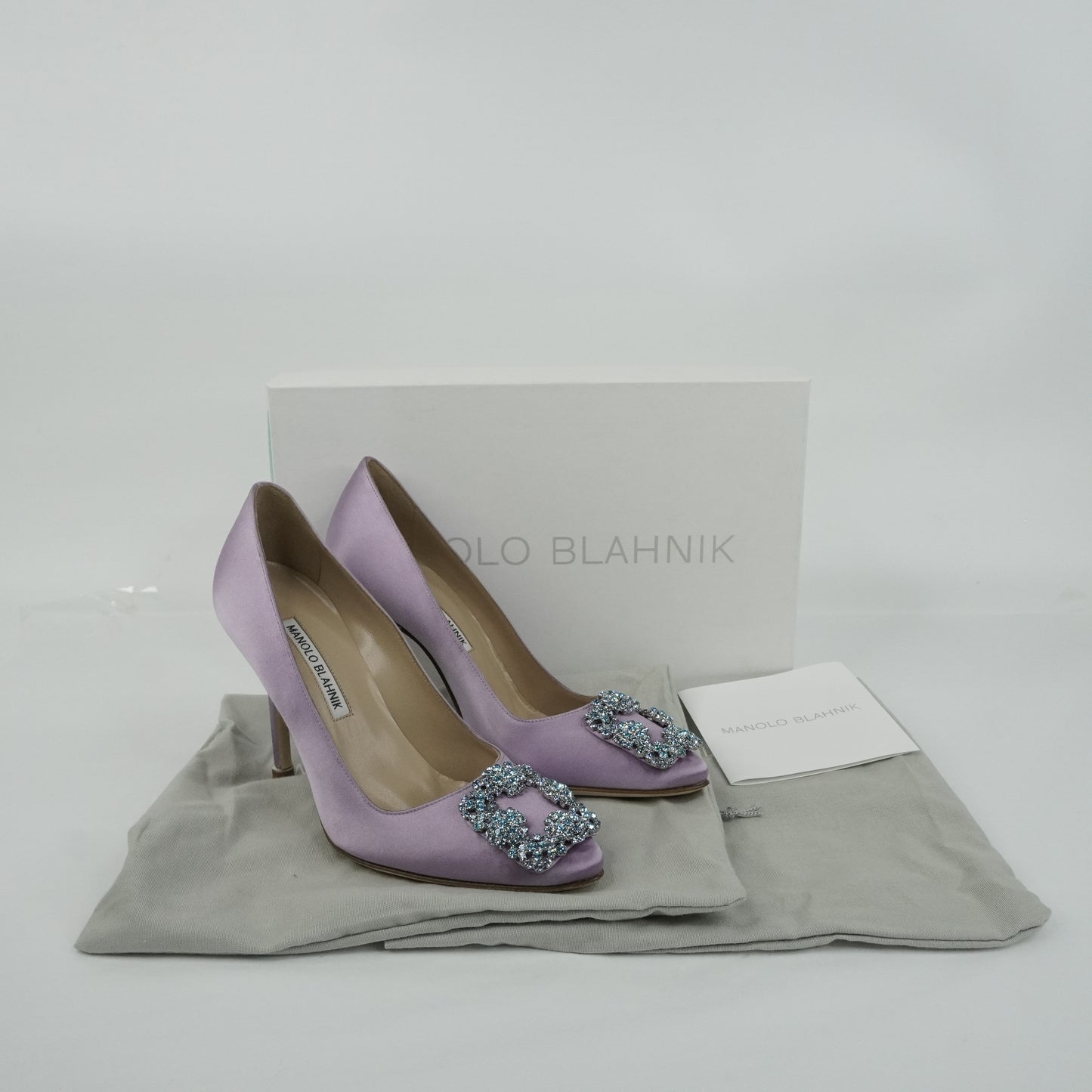 Manolo Blahnik Pumps Satin Lilac Crystal 36.5