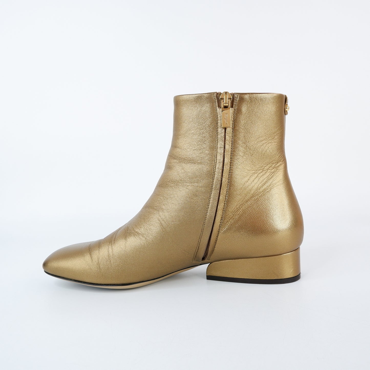 Ferragamo Ankle Boots Gold 6.5
