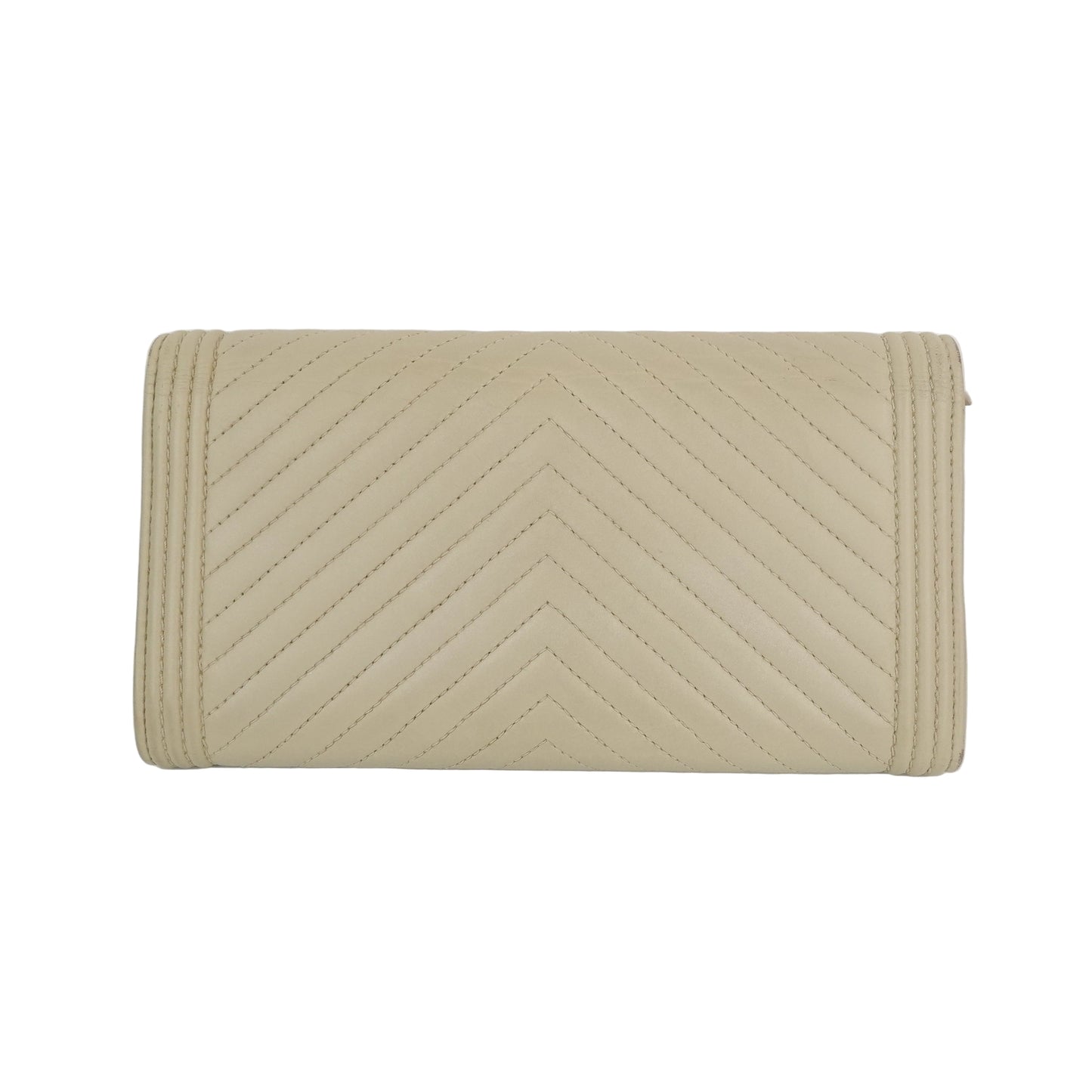 Chanel Boy Long Wallet Beige Chevron