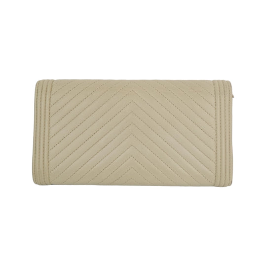 Chanel Boy Long Wallet Beige Chevron