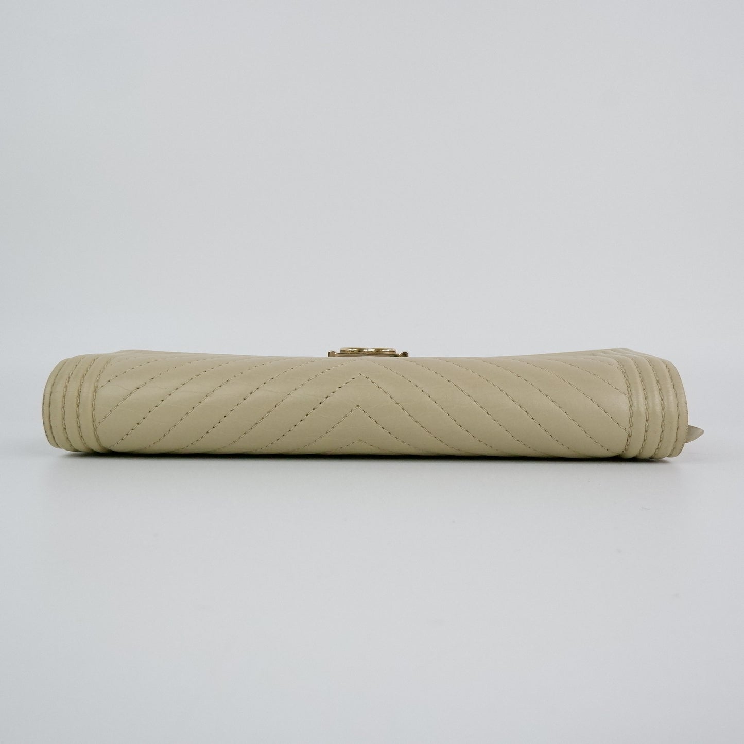 Chanel Boy Long Wallet Beige Chevron