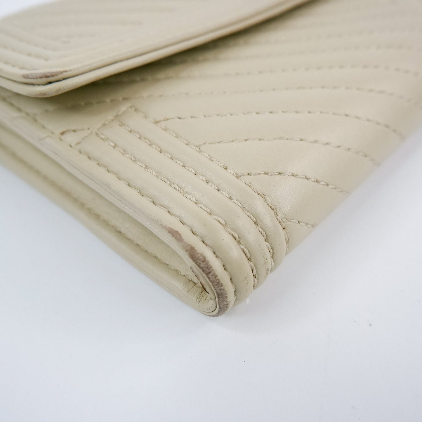 Chanel Boy Long Wallet Beige Chevron