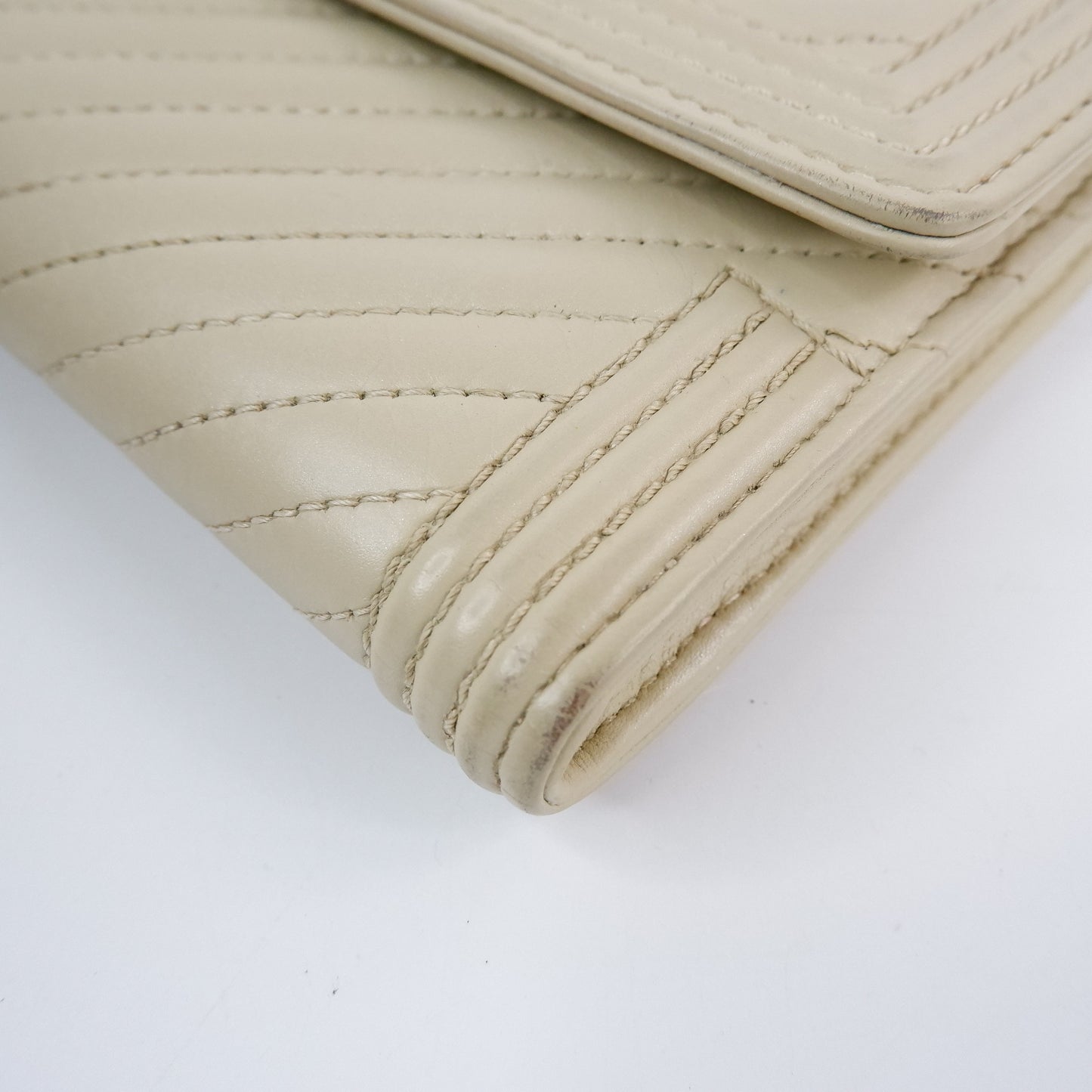 Chanel Boy Long Wallet Beige Chevron