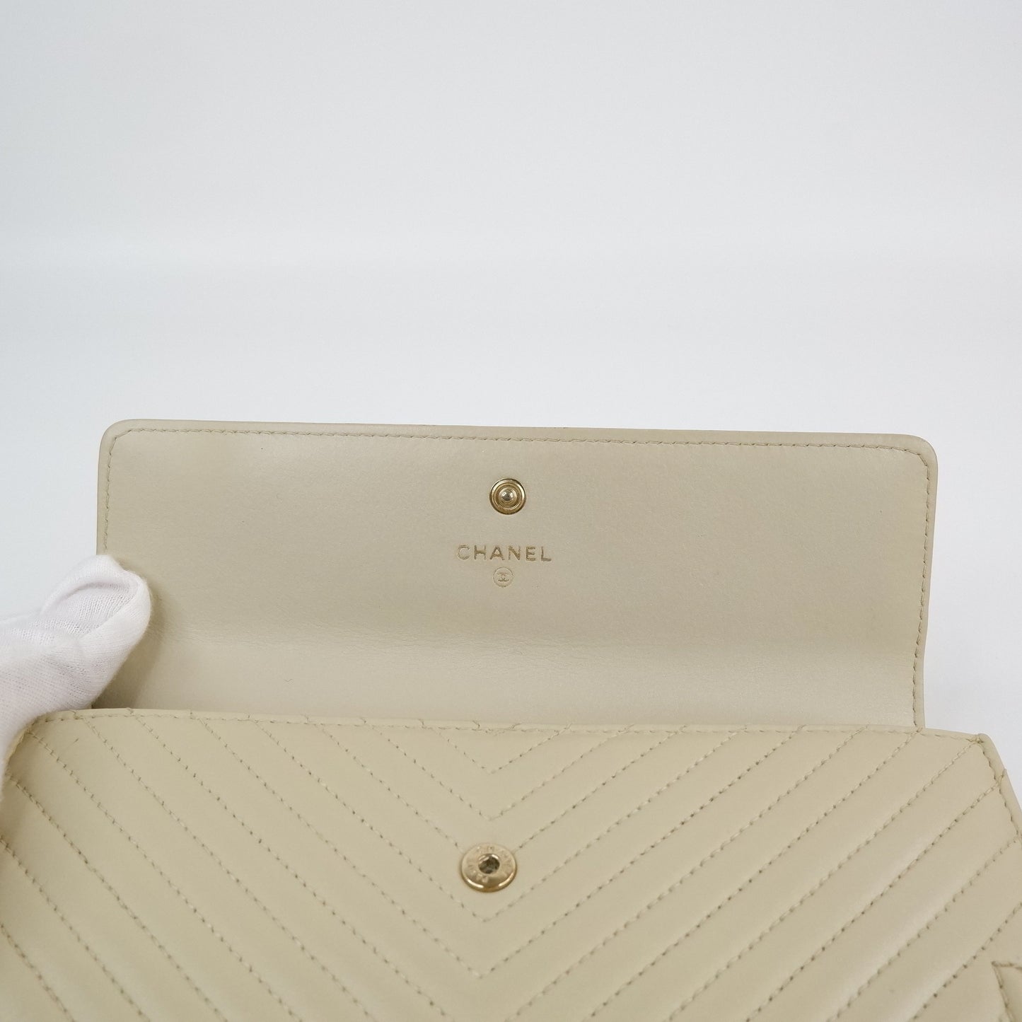 Chanel Boy Long Wallet Beige Chevron