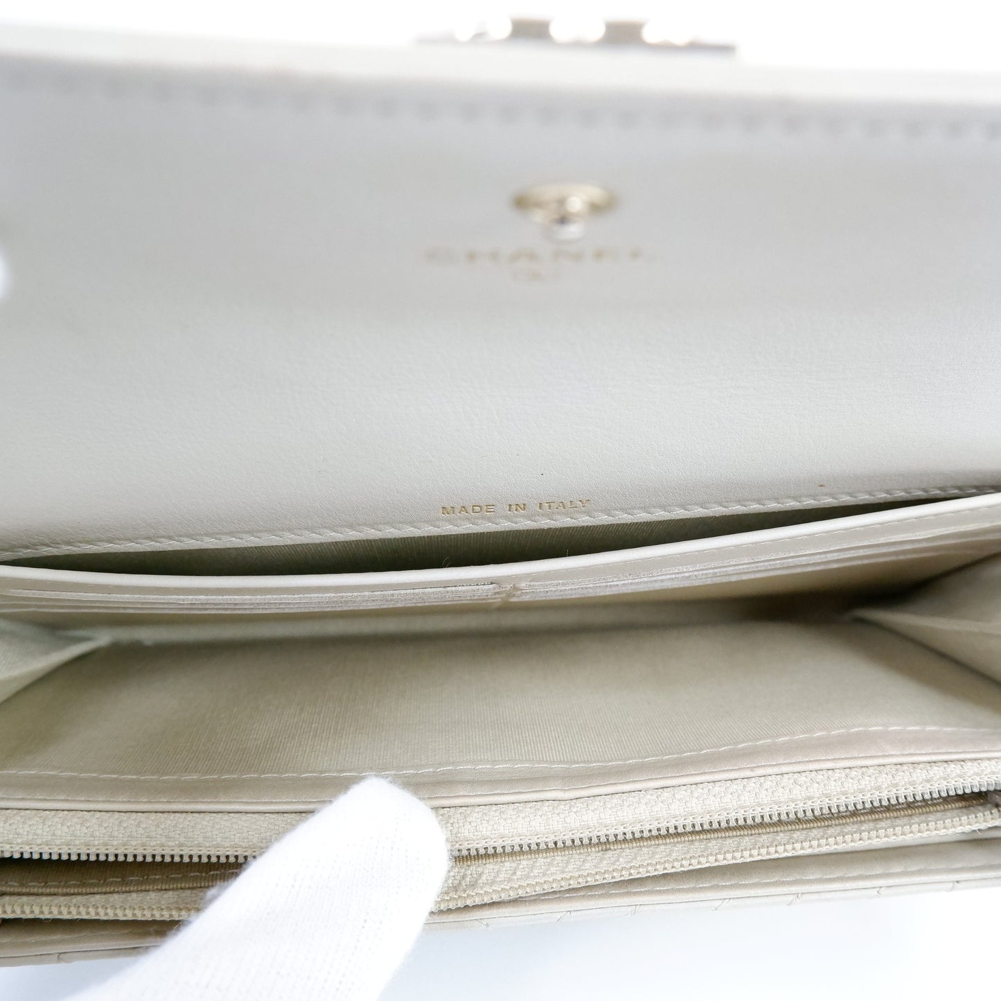 Chanel Boy Long Wallet Beige Chevron
