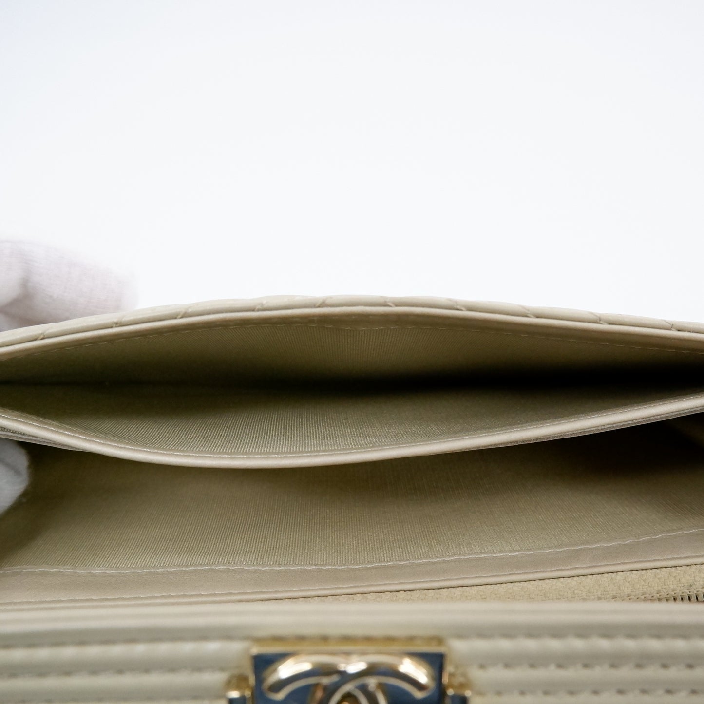 Chanel Boy Long Wallet Beige Chevron