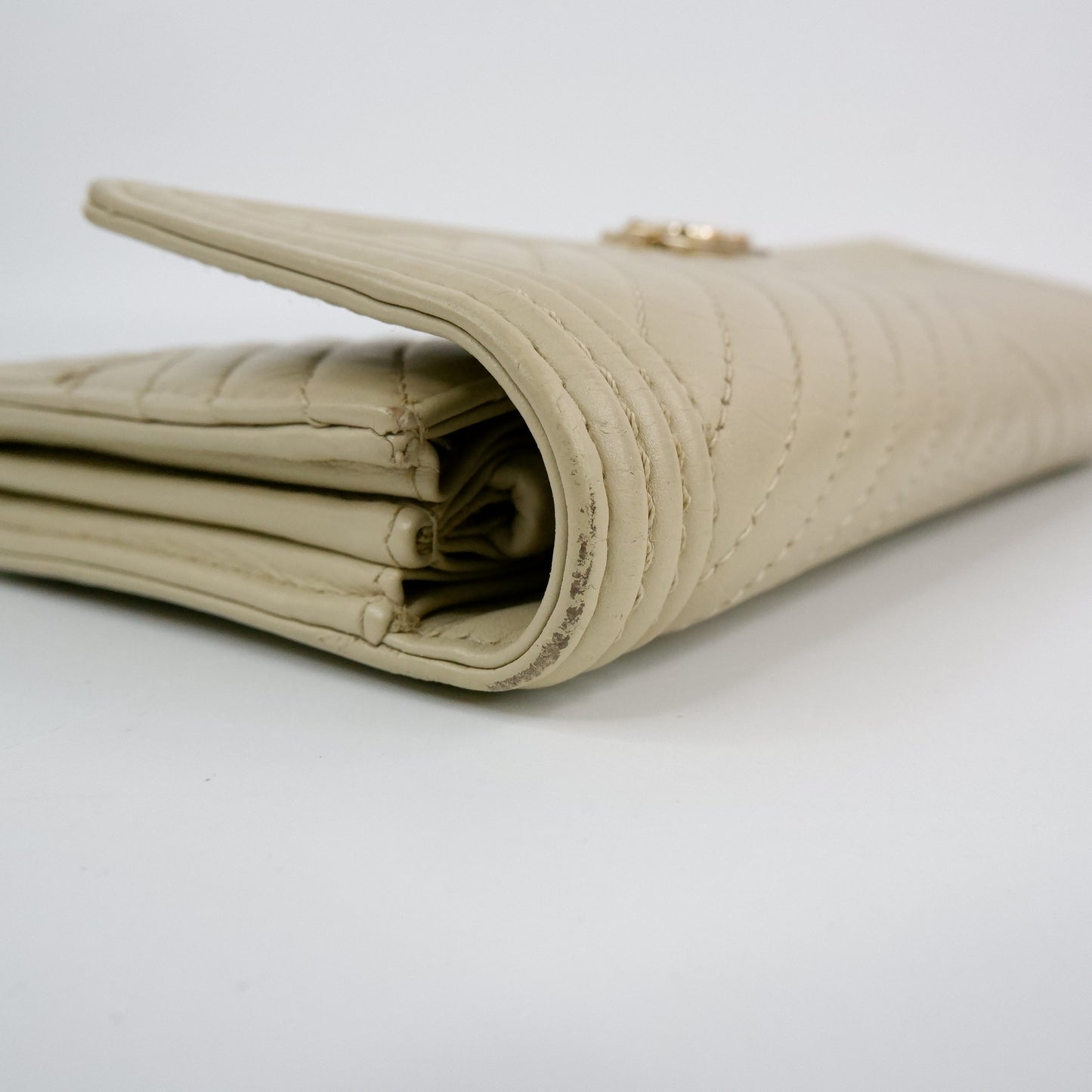 Chanel Boy Long Wallet Beige Chevron