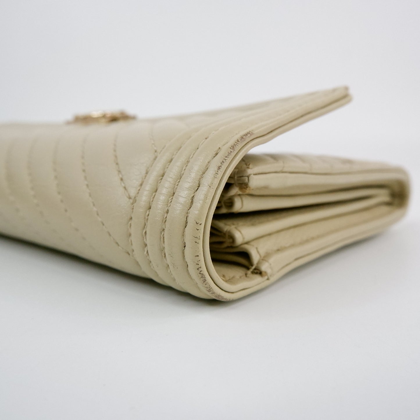 Chanel Boy Long Wallet Beige Chevron