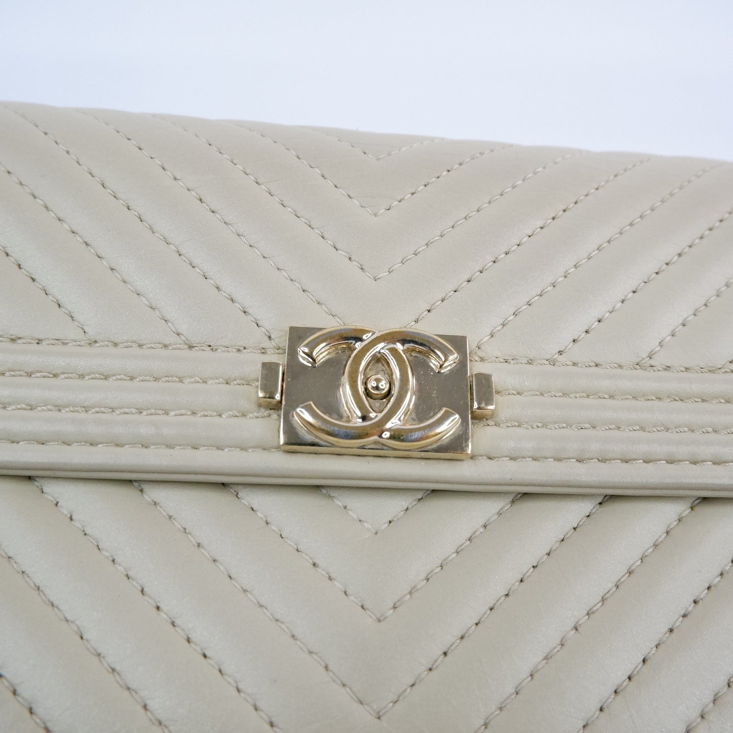 Chanel Boy Long Wallet Beige Chevron