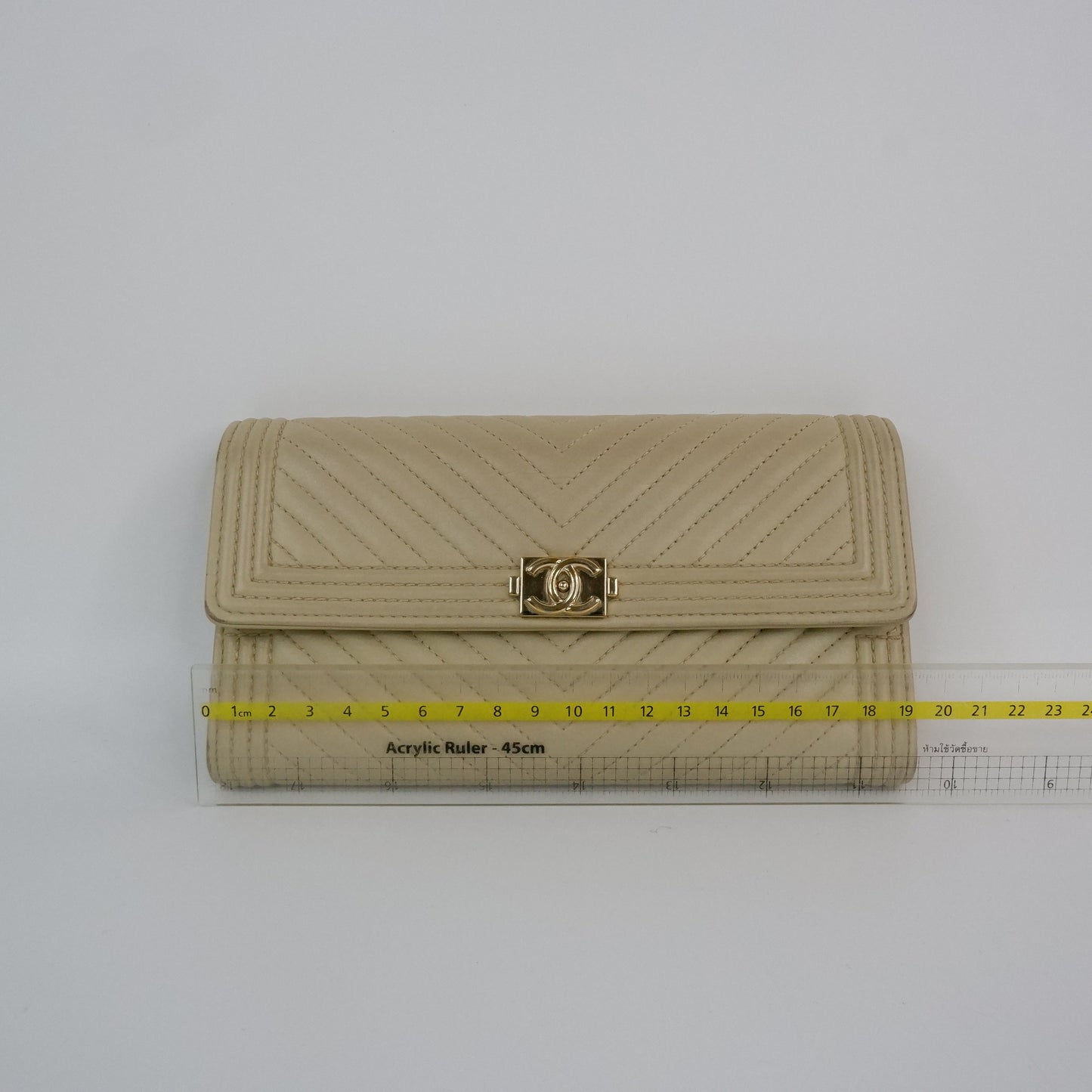Chanel Boy Long Wallet Beige Chevron
