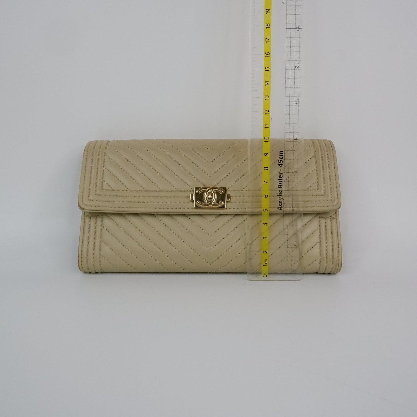 Chanel Boy Long Wallet Beige Chevron