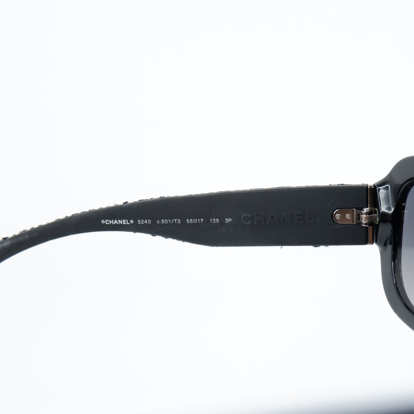 Chanel Sunglasses Black Tweed