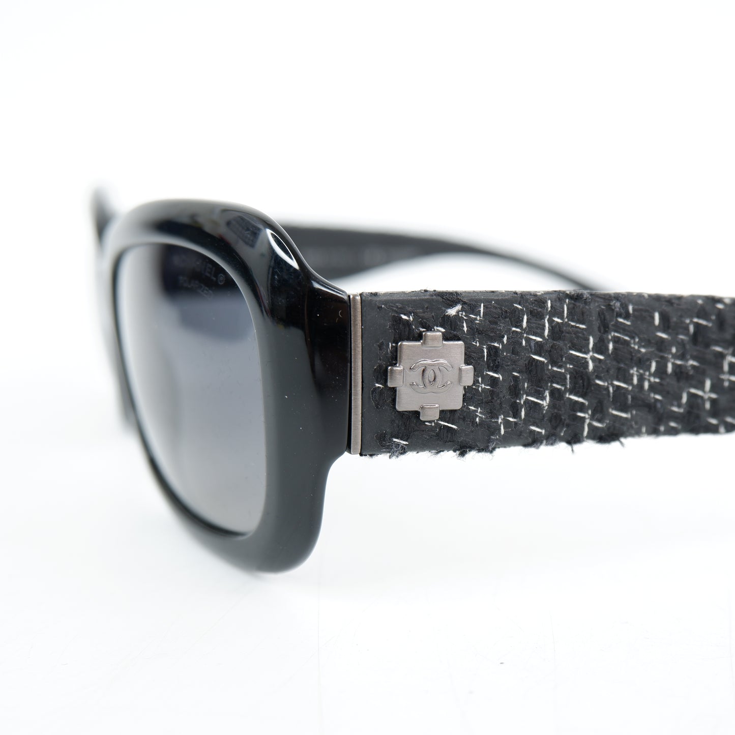 Chanel Sunglasses Black Tweed