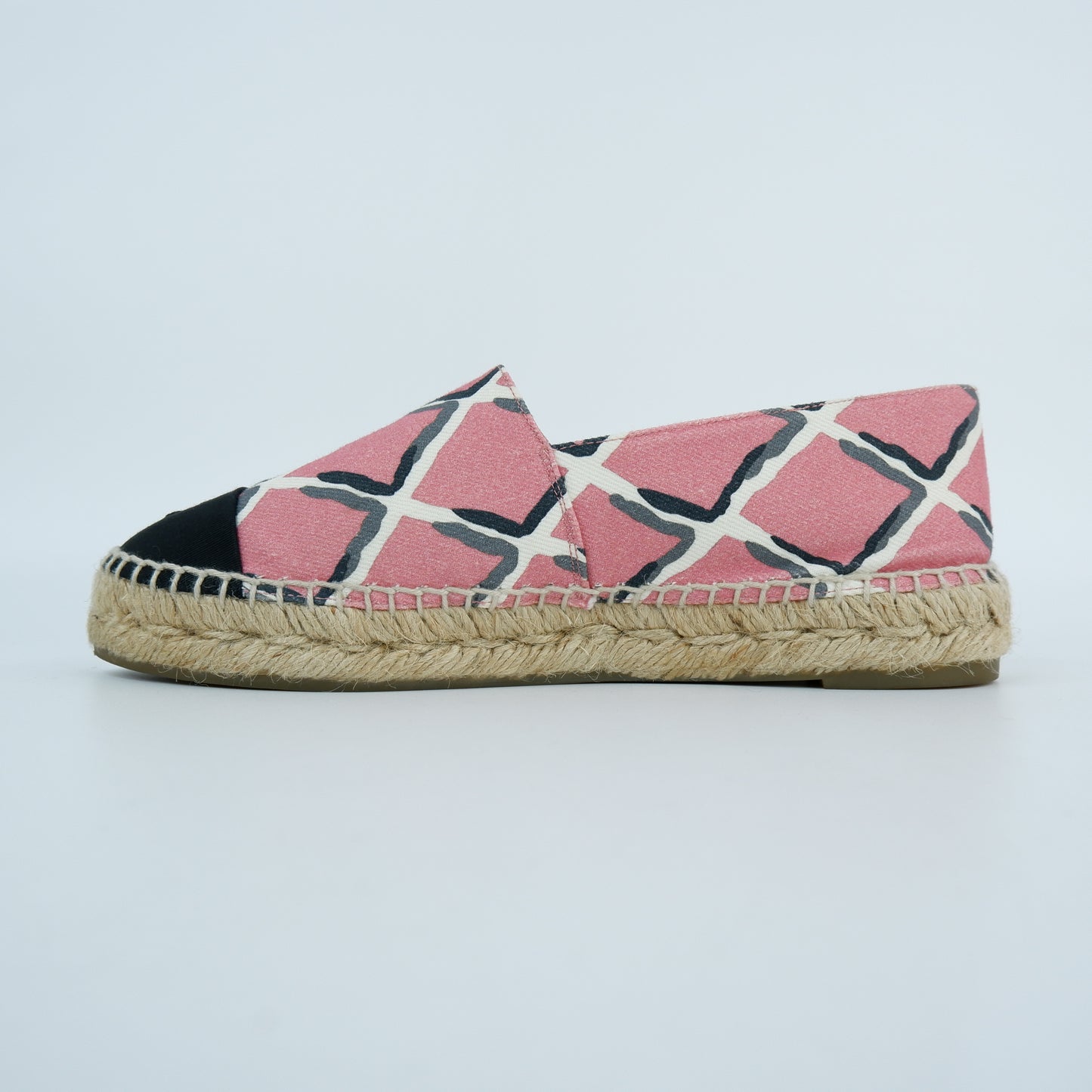 Chanel Flats Espadrille Pink Canvas 37
