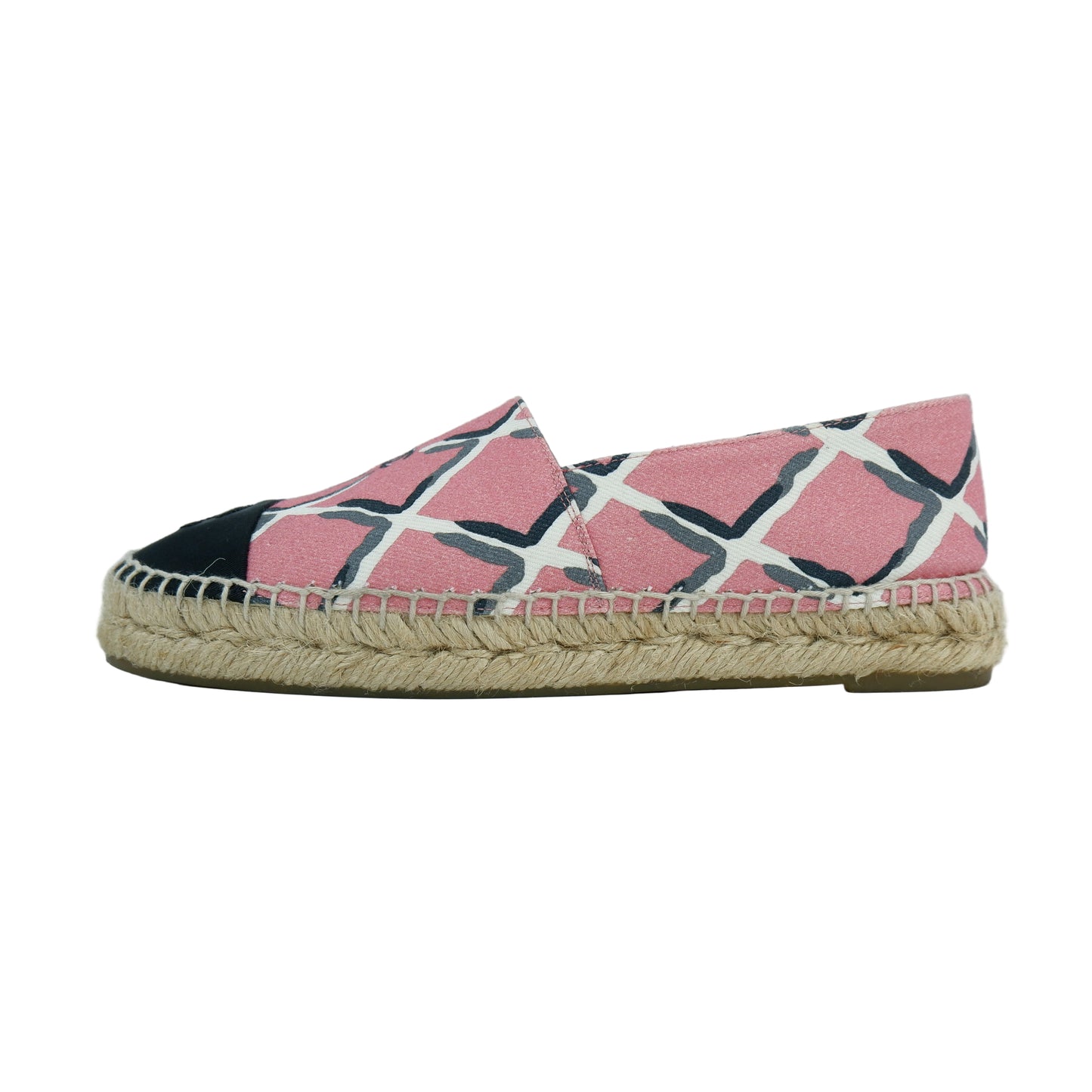 Chanel Flats Espadrille Pink Canvas 37