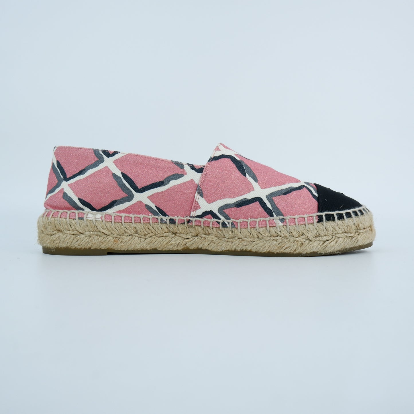 Chanel Flats Espadrille Pink Canvas 37