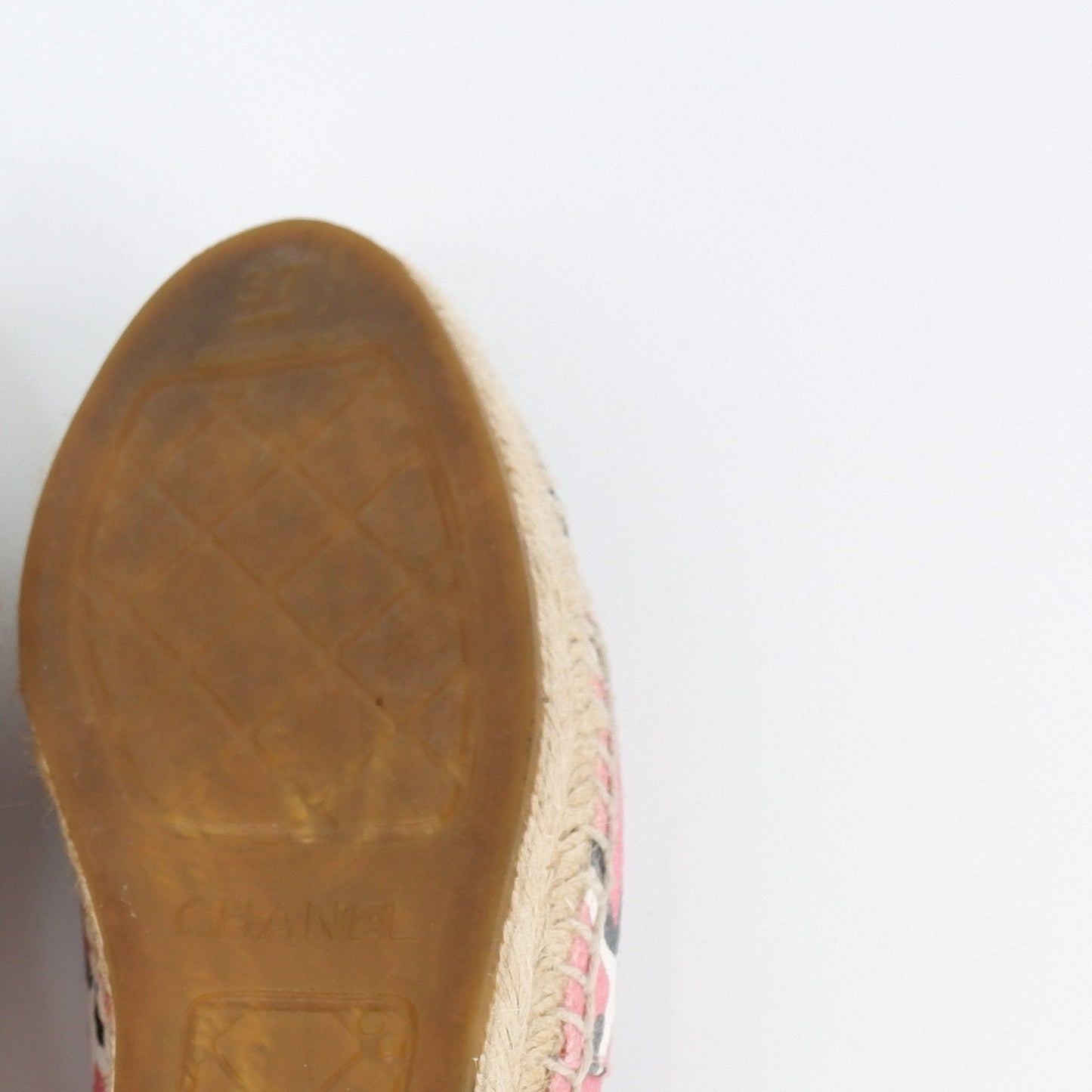 Chanel Flats Espadrille Pink Canvas 37