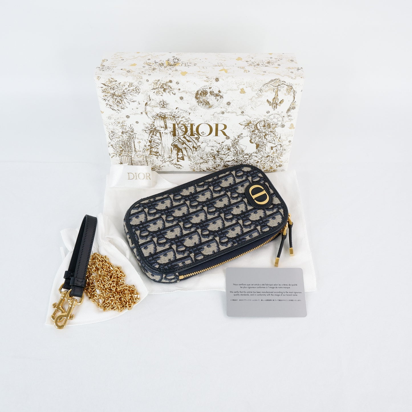 Christian Dior 30 Montaigne Phone Holder Oblique Navy