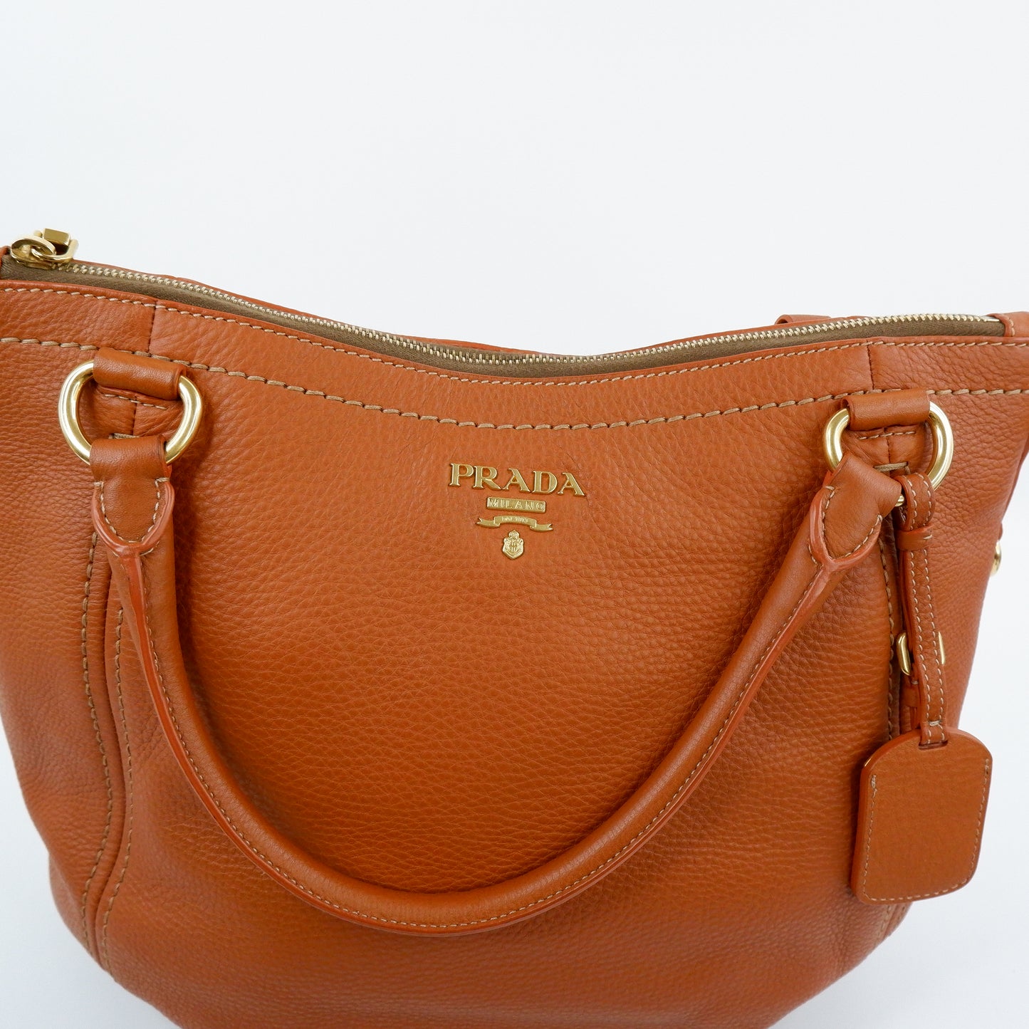 Prada Tote Zip Vit Diano Rame