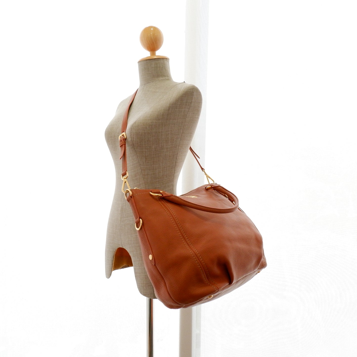 Prada Tote Zip Vit Diano Rame