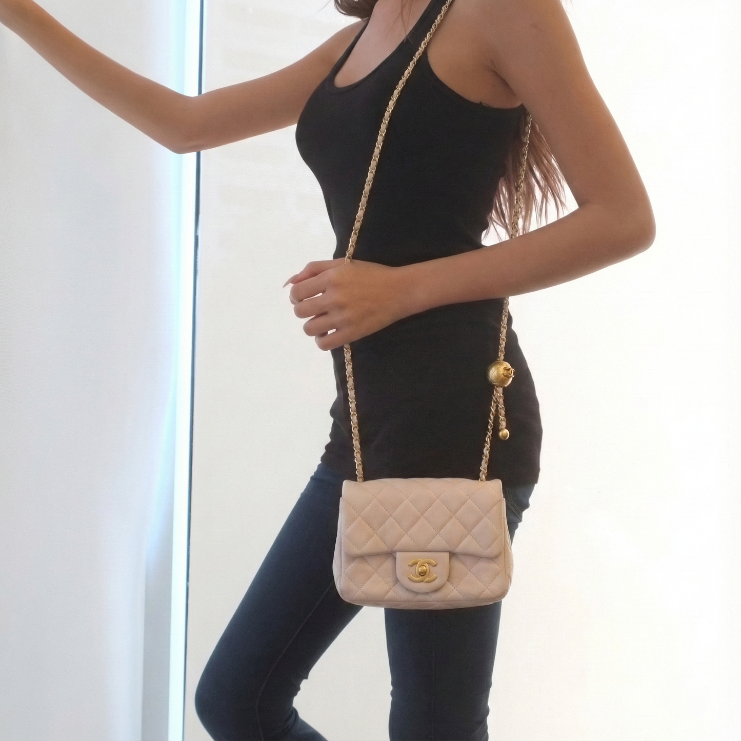 Chanel 7" Square Lilac Lamb GHW