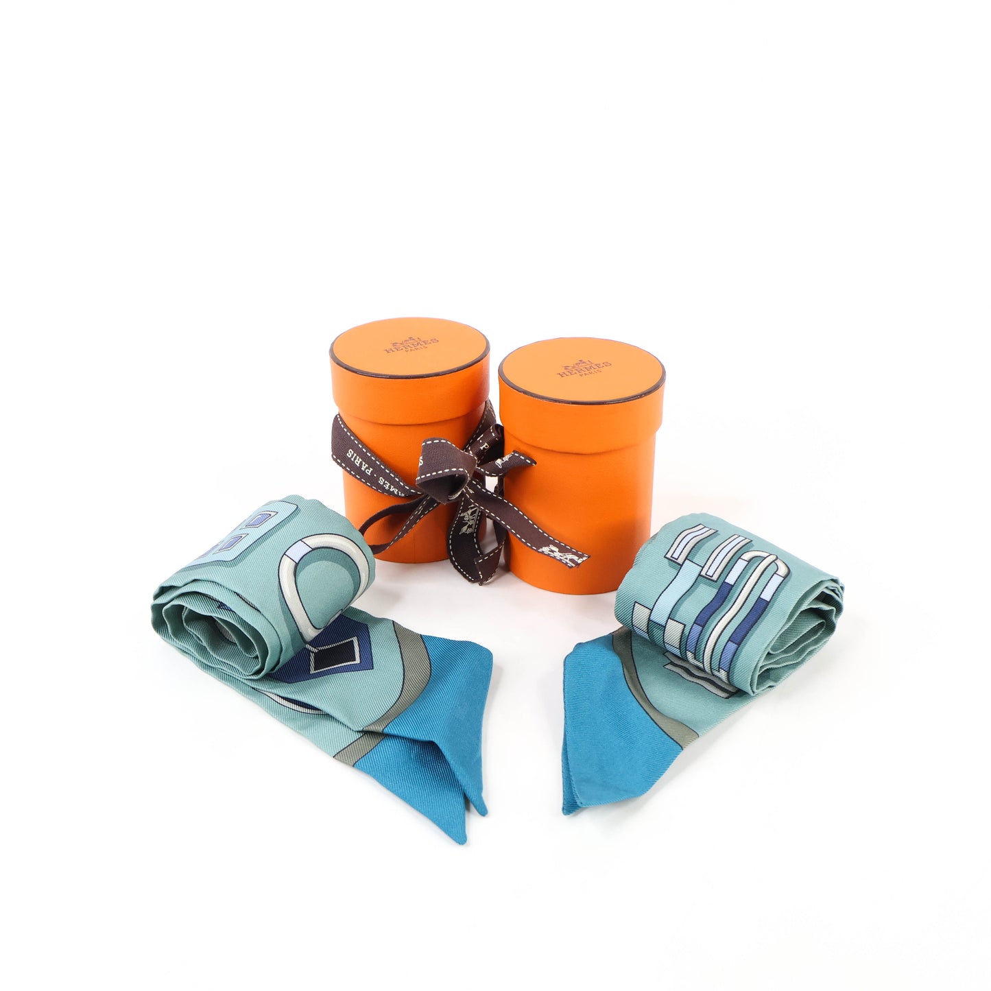 Hermes Twilly x2 "Carre En Bloucles" Blue