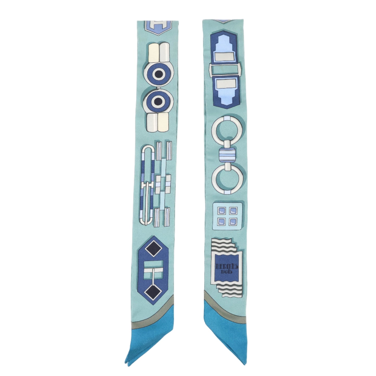 Hermes Twilly x2 "Carre En Bloucles" Blue