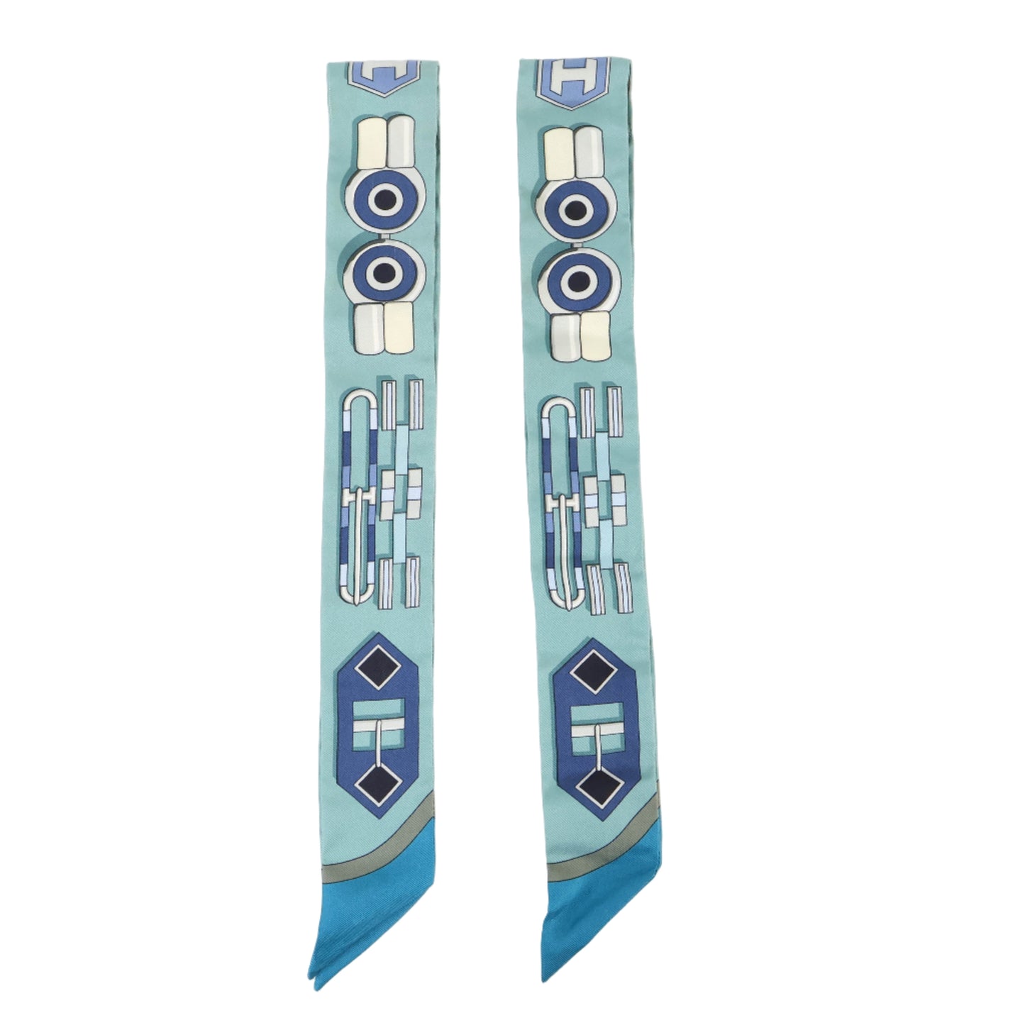 Hermes Twilly x2 "Carre En Bloucles" Blue