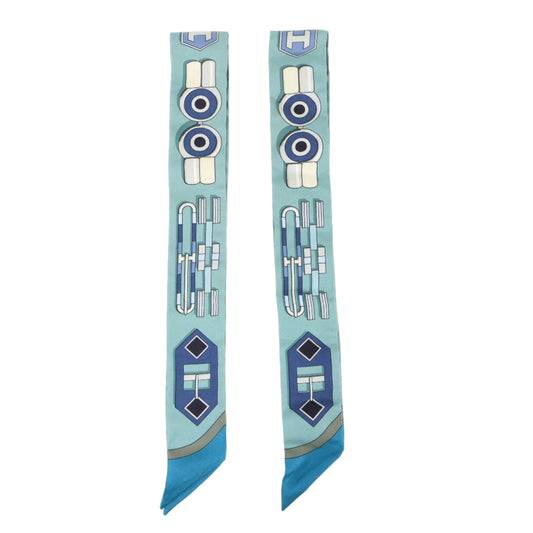 Hermes Twilly x2 "Carre En Bloucles" Blue