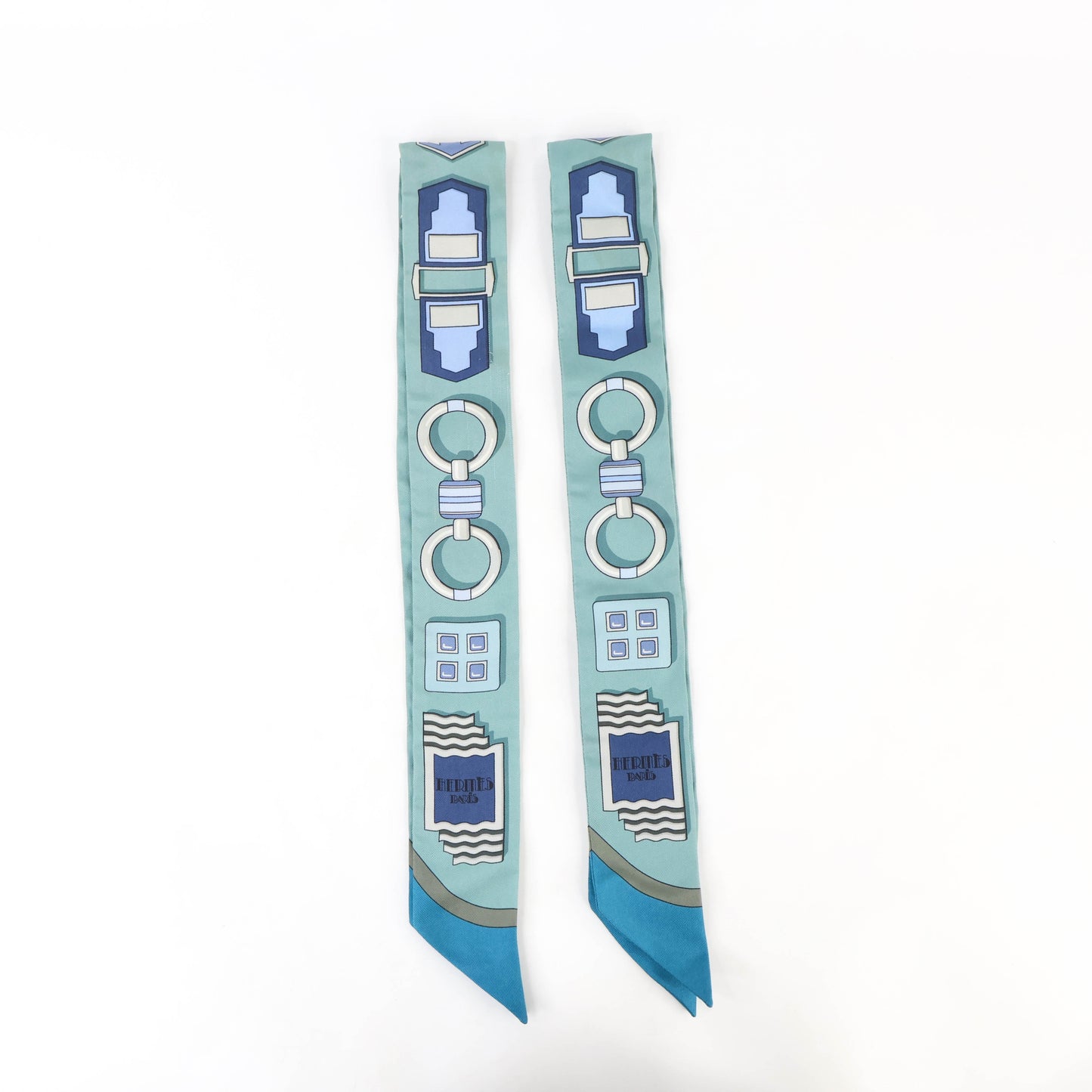 Hermes Twilly x2 "Carre En Bloucles" Blue