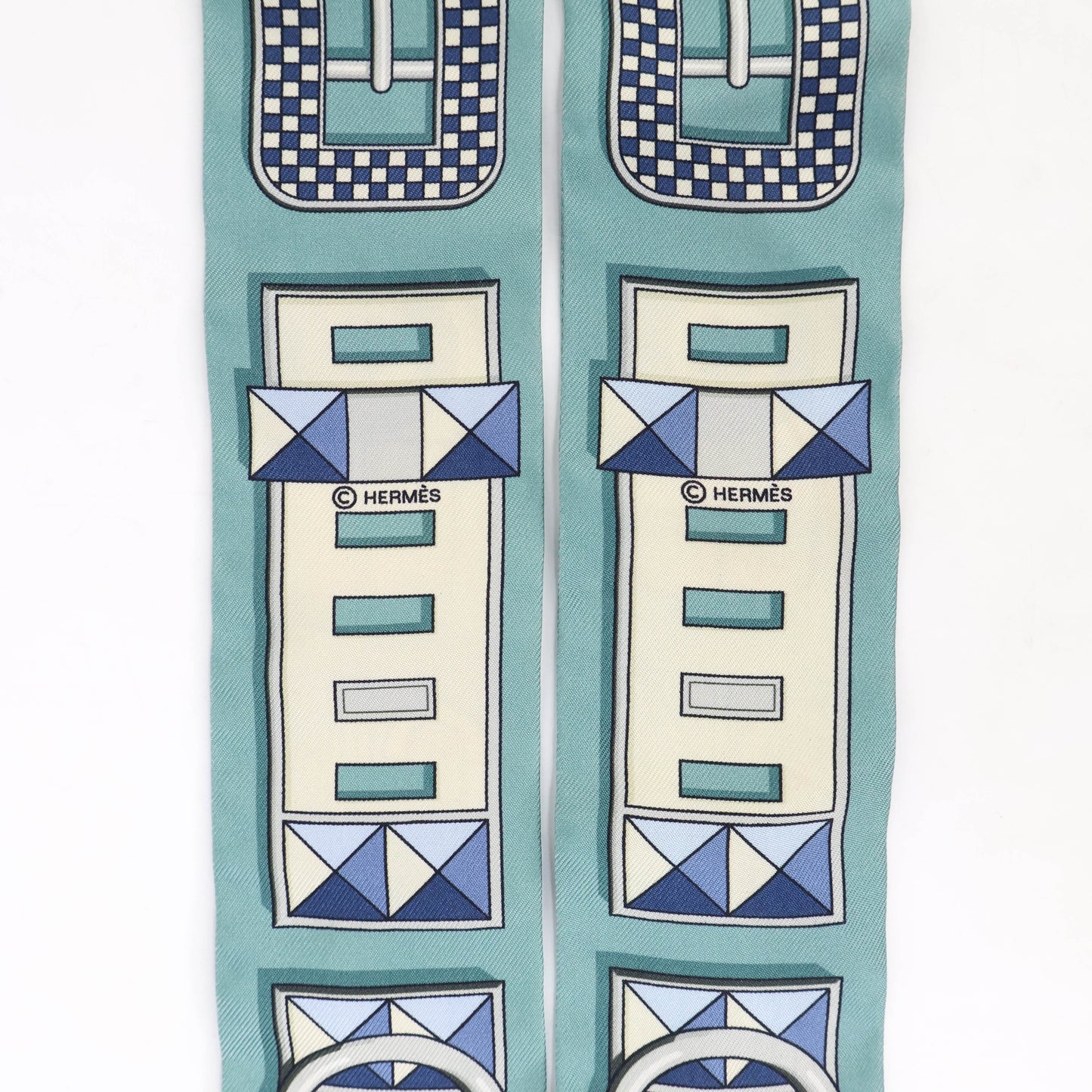 Hermes Twilly x2 "Carre En Bloucles" Blue