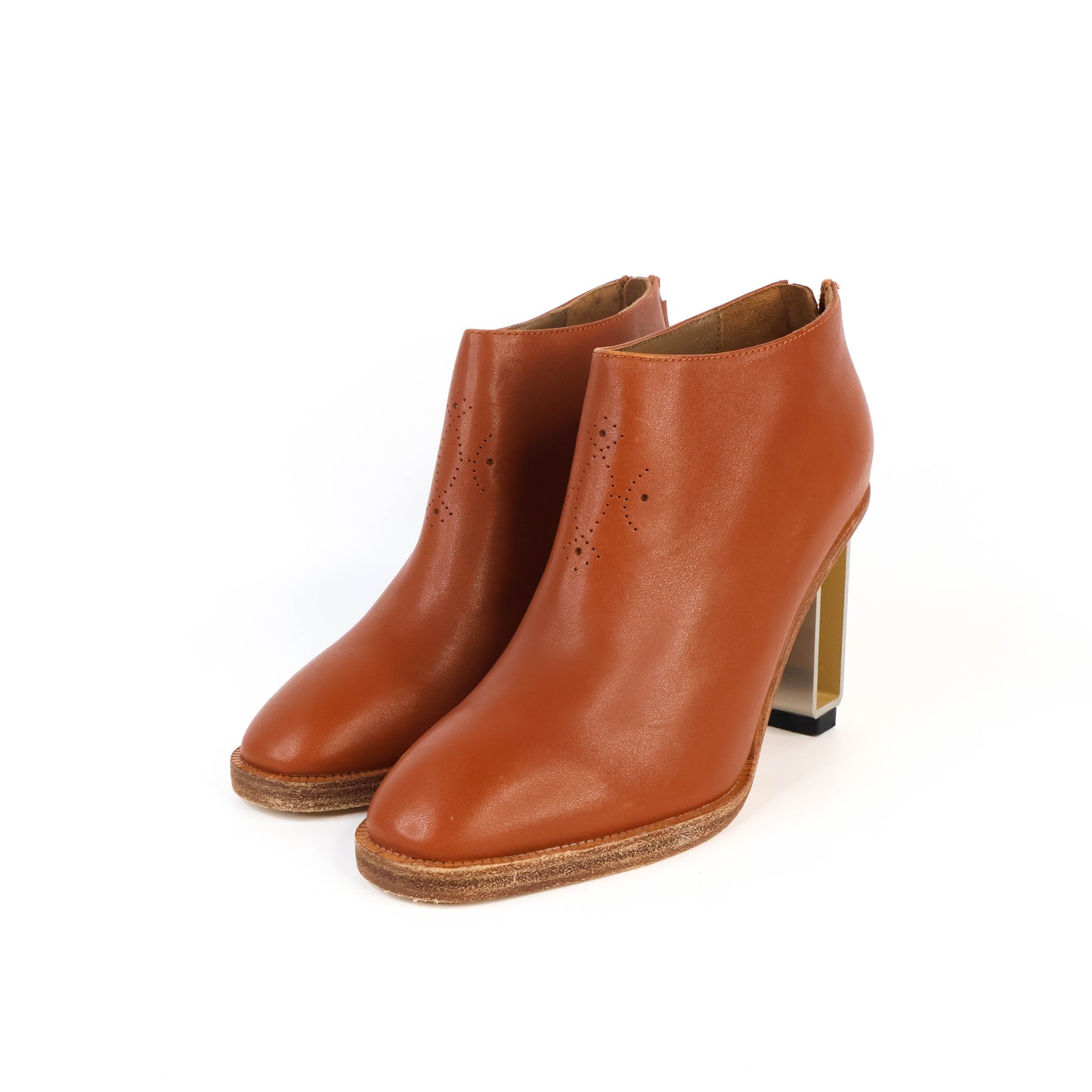 Hermes Ankle Boots Leather Gold 38