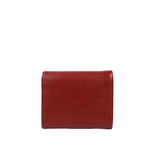 Prada Compact Wallet Saffiano Red