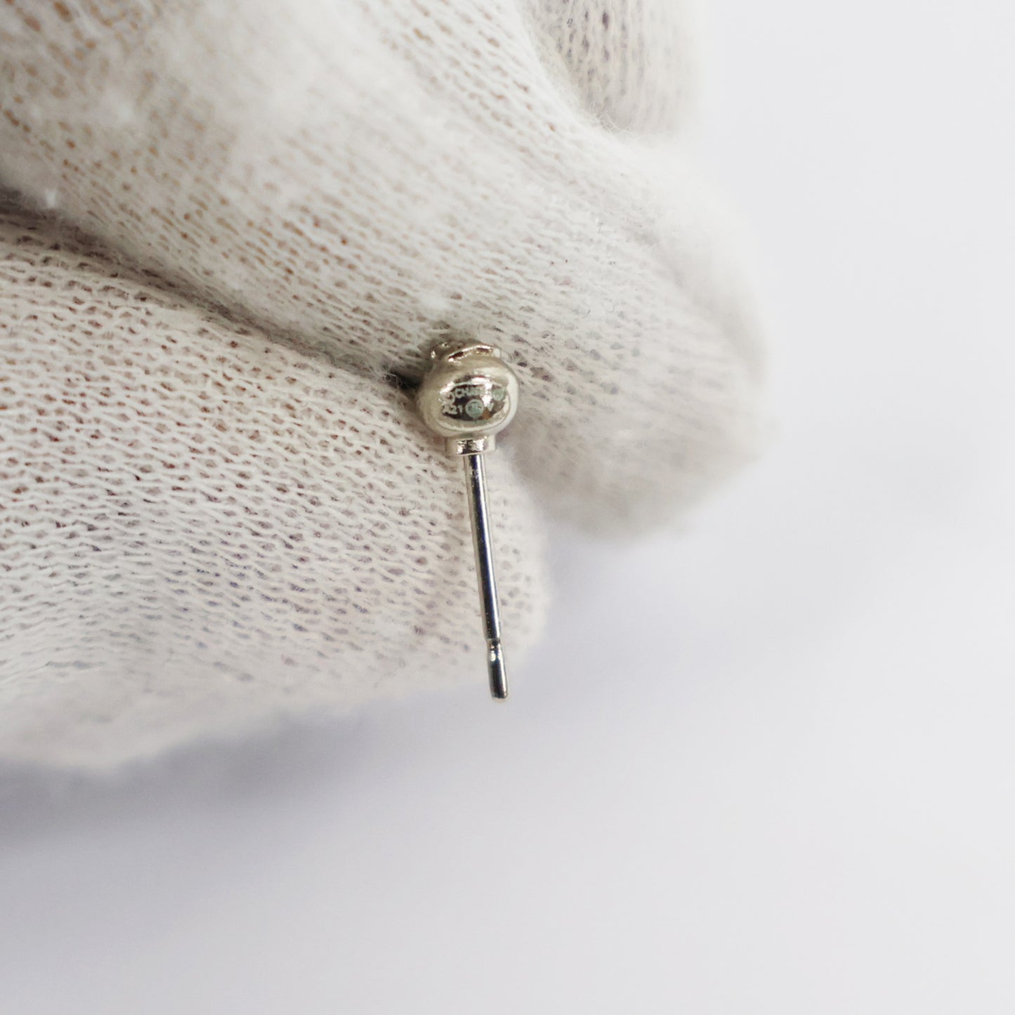 Chanel Earrings Drop CC Crystal Silver